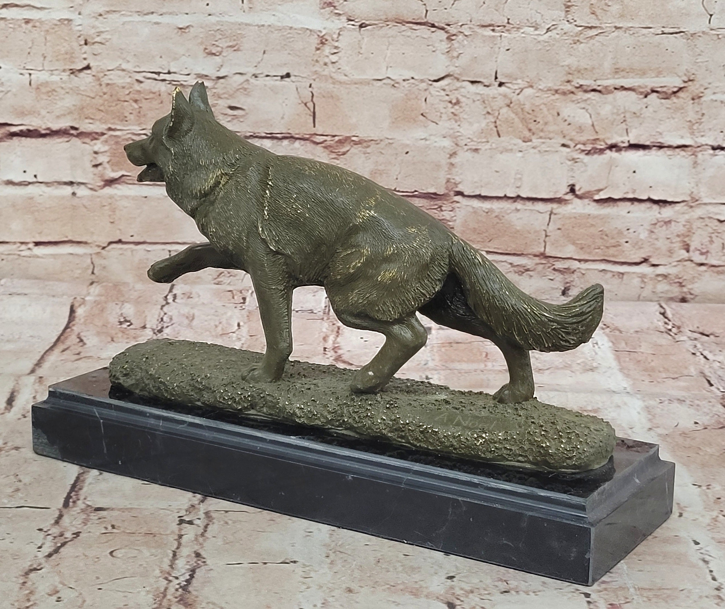 Hot Cast Bronze German Shepherd Statue Pet Lover Gift Animal Sculpture by A. Noel