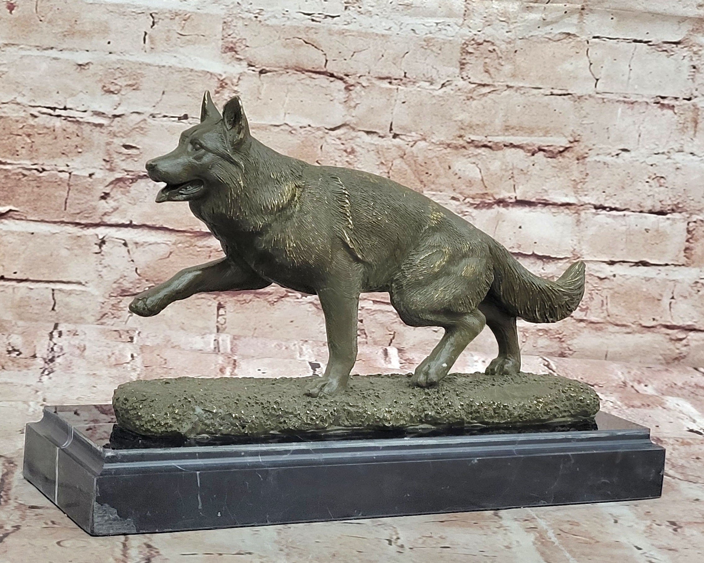 Hot Cast Bronze German Shepherd Statue Pet Lover Gift Animal Sculpture by A. Noel