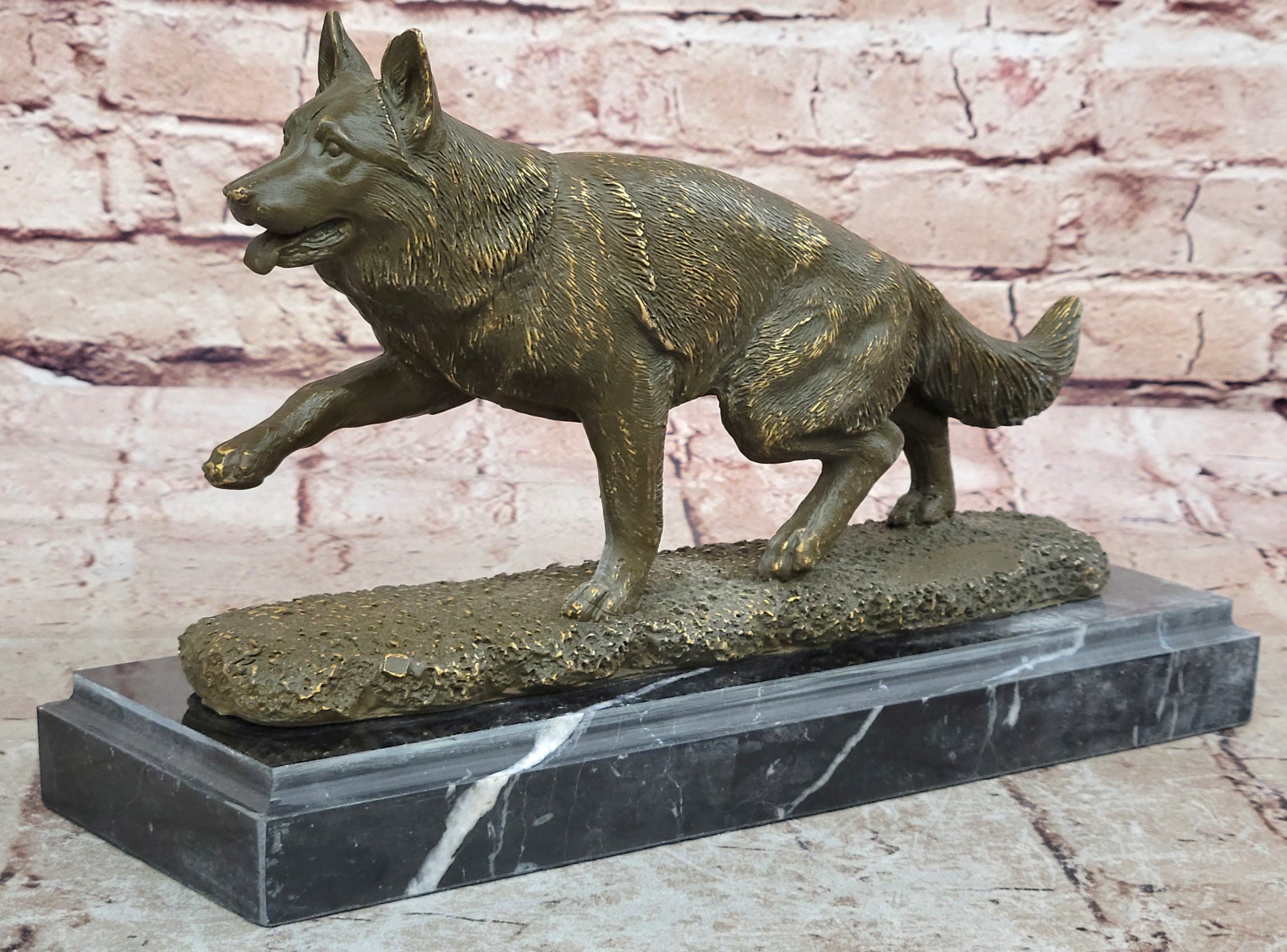 Hot Cast Bronze German Shepherd Statue Pet Lover Gift Animal Sculpture by A. Noel