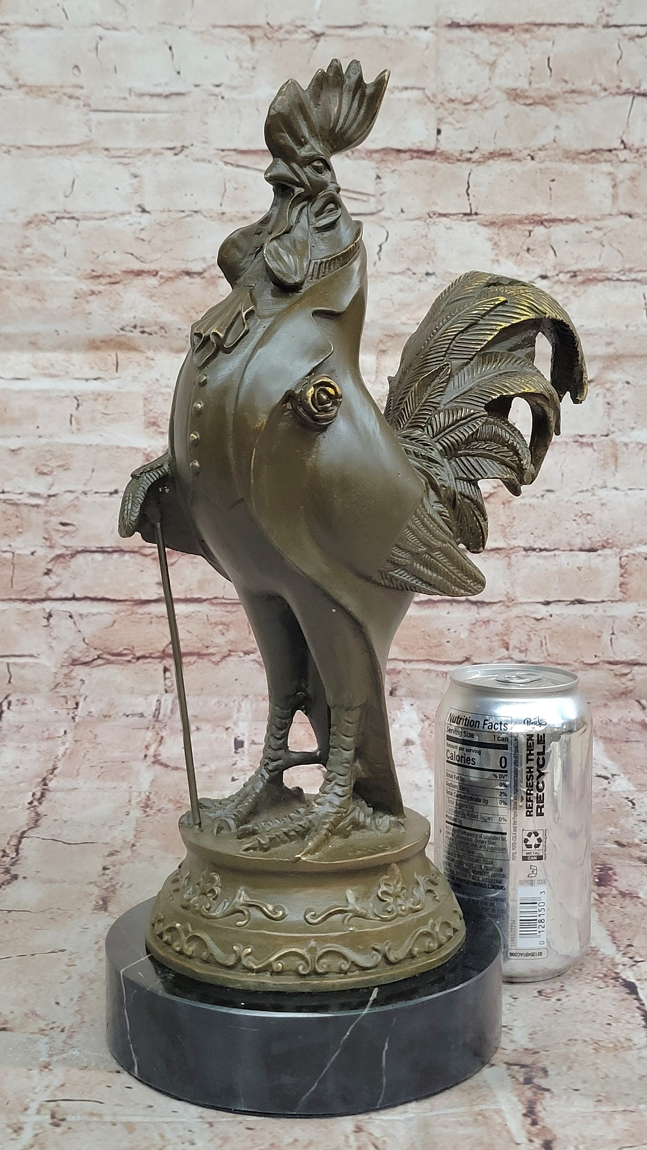 Milo Signed Rooster Tuxedo Bronze Figurine Statue Farmhouse Kitchen Decor Artwork