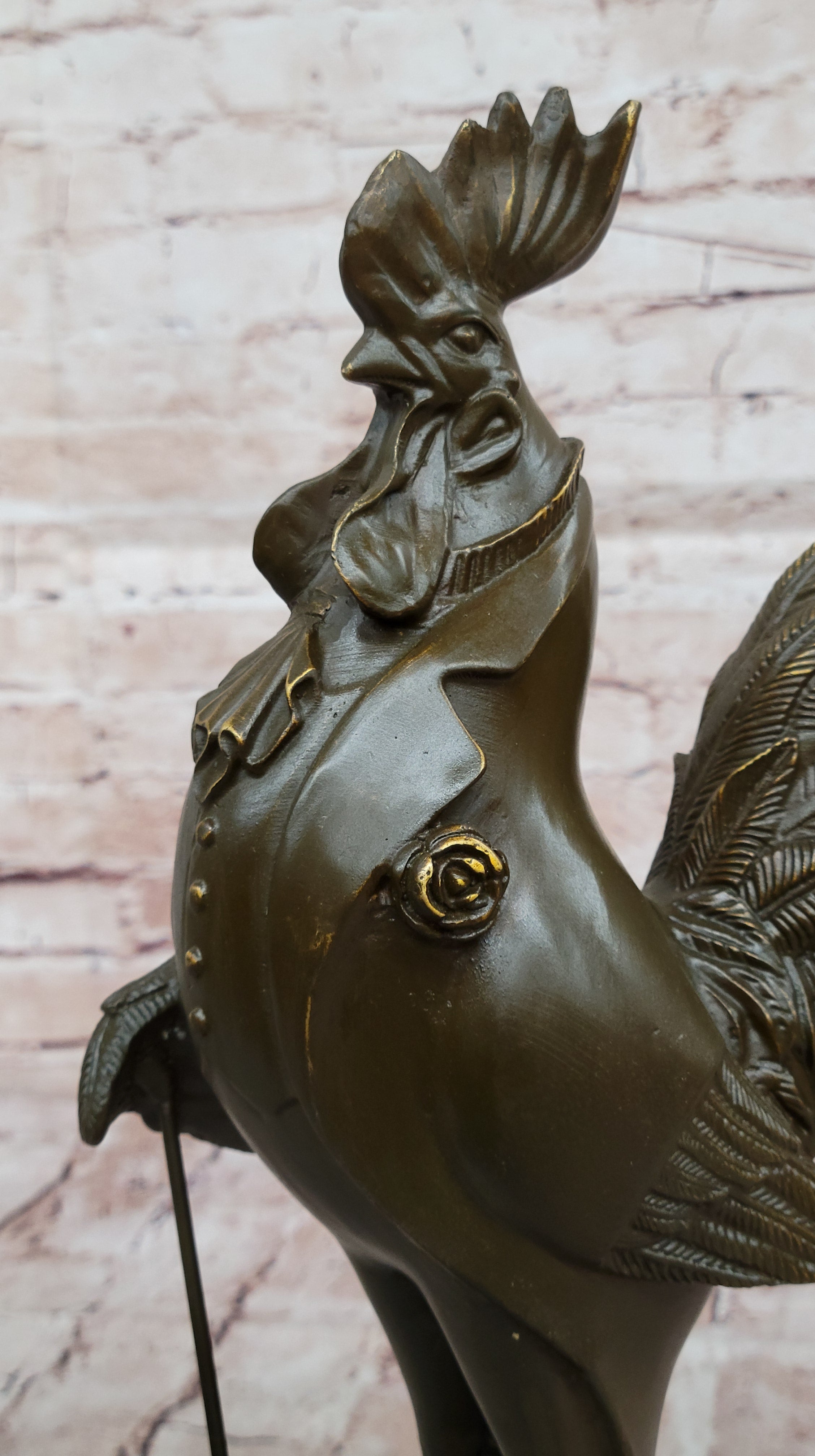 Milo Signed Rooster Tuxedo Bronze Figurine Statue Farmhouse Kitchen Decor Artwork