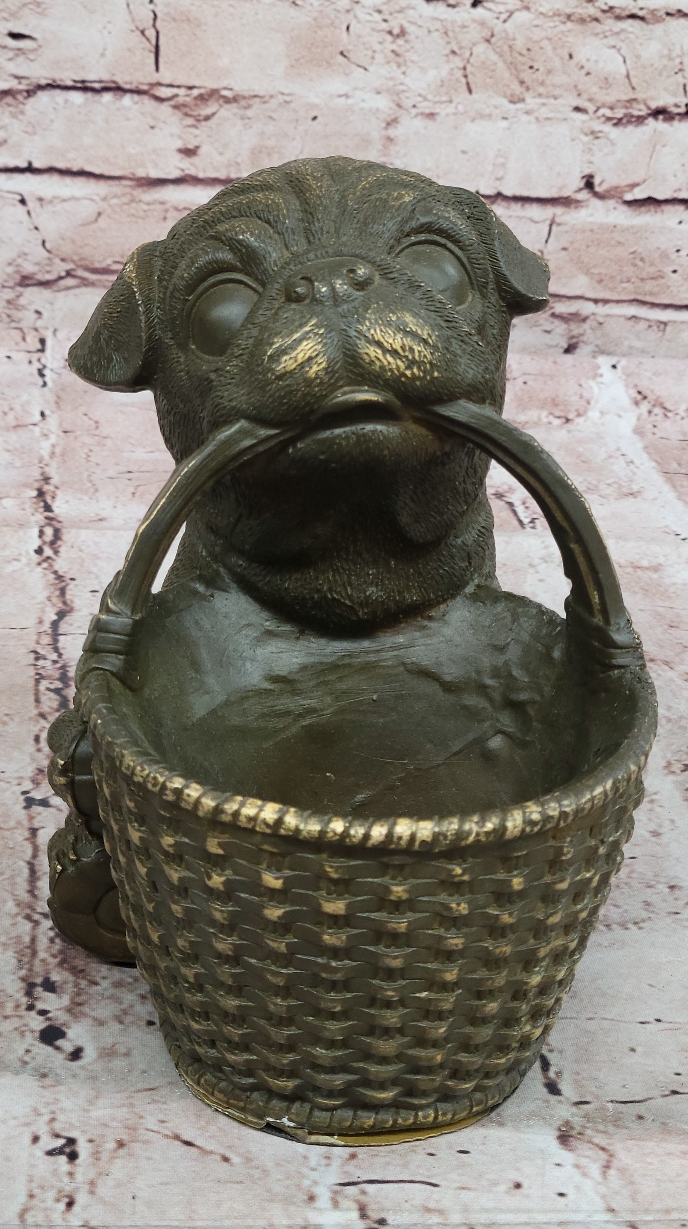 Genuine Bronze Sculpture Statue of Puppy by Milo Gift Tray Storage Dog Decor