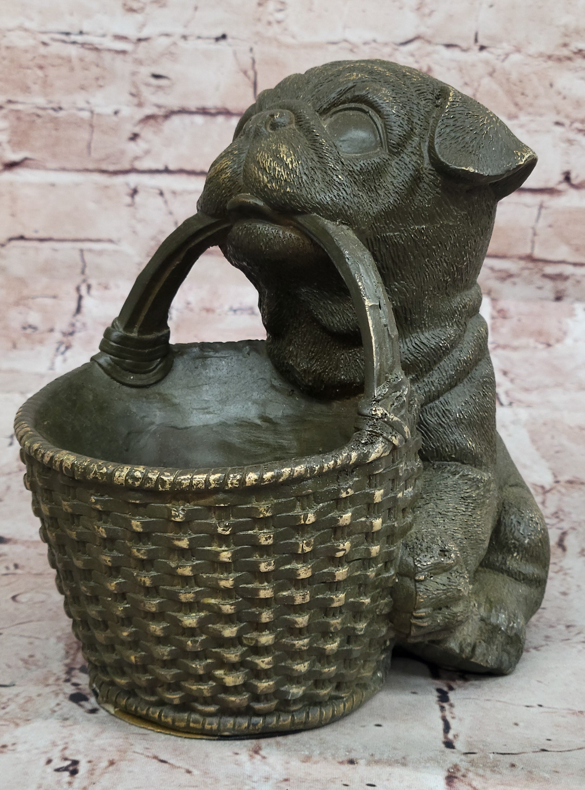 Genuine Bronze Sculpture Statue of Puppy by Milo Gift Tray Storage Dog Decor