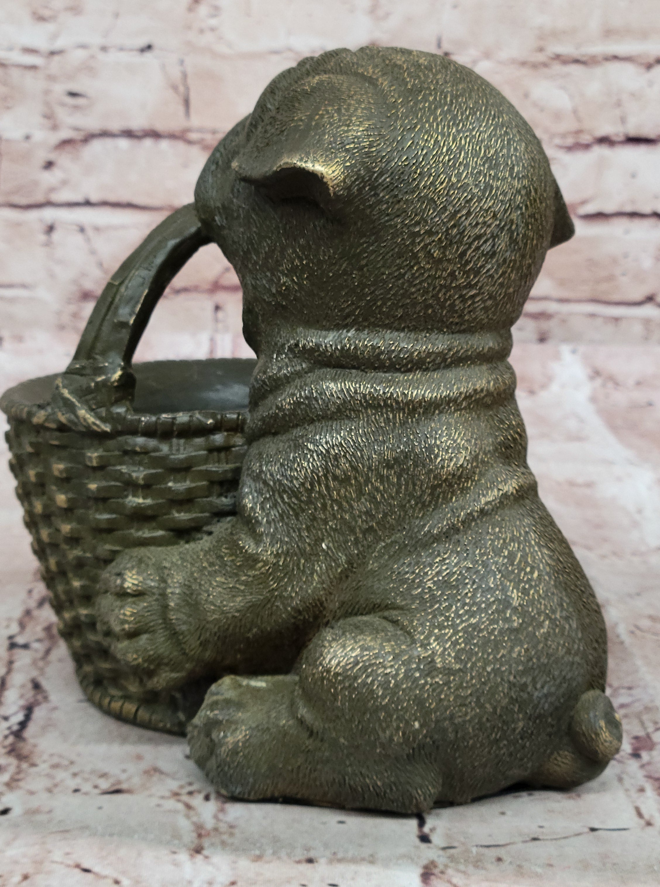 Genuine Bronze Sculpture Statue of Puppy by Milo Gift Tray Storage Dog Decor