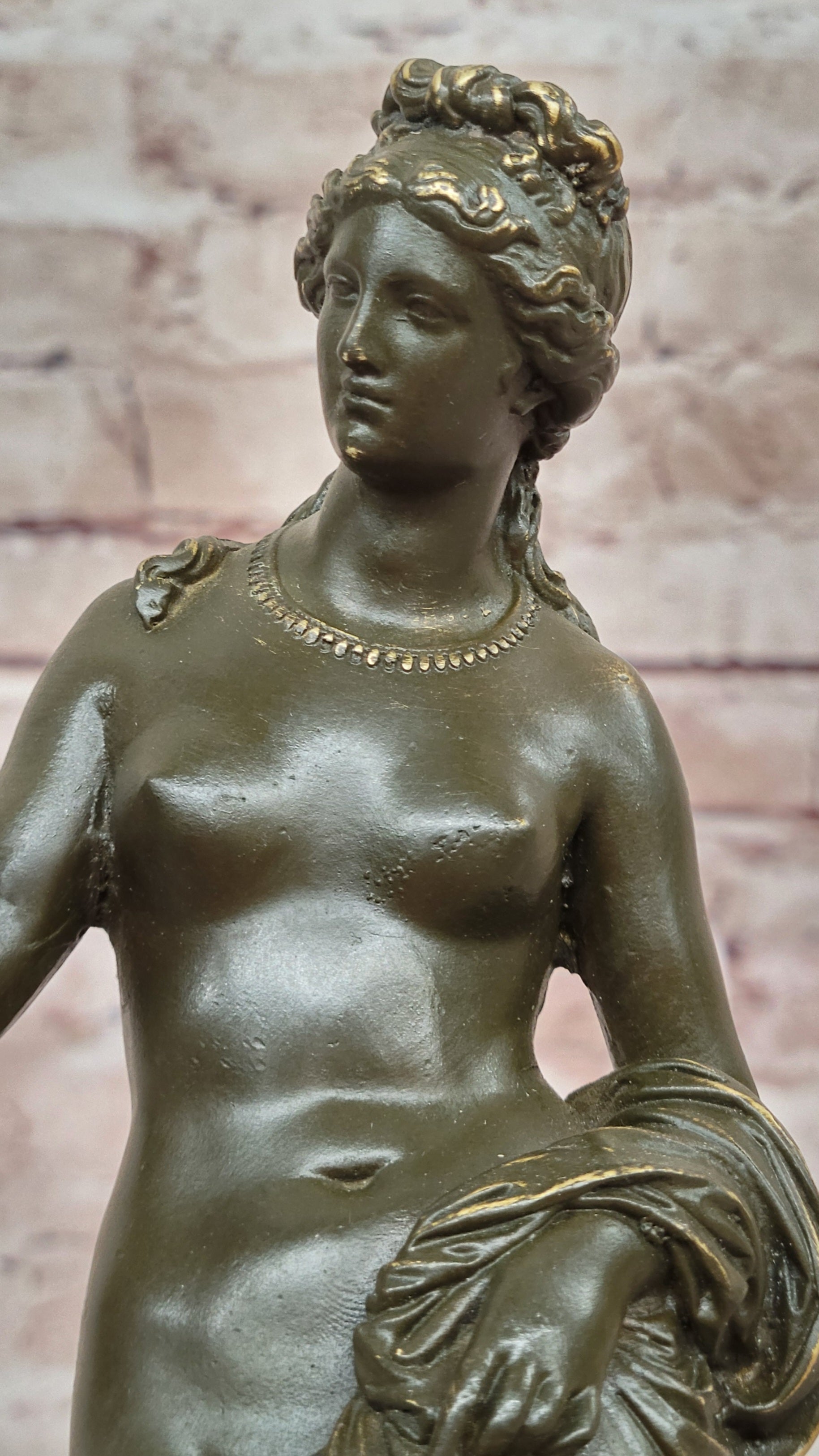 Handcrafted Bronze Venus with Cupid Statue Sculpture Roman Mythology Collectible Figurine