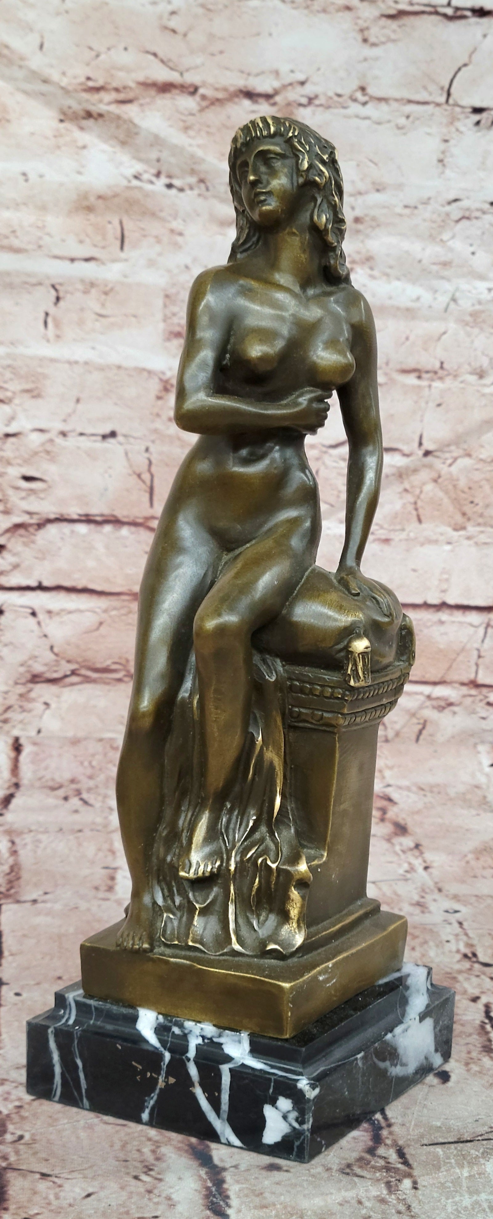 Bronze Seated Woman Sculpture Jean Patoue Neoclassical Fine Art Decor