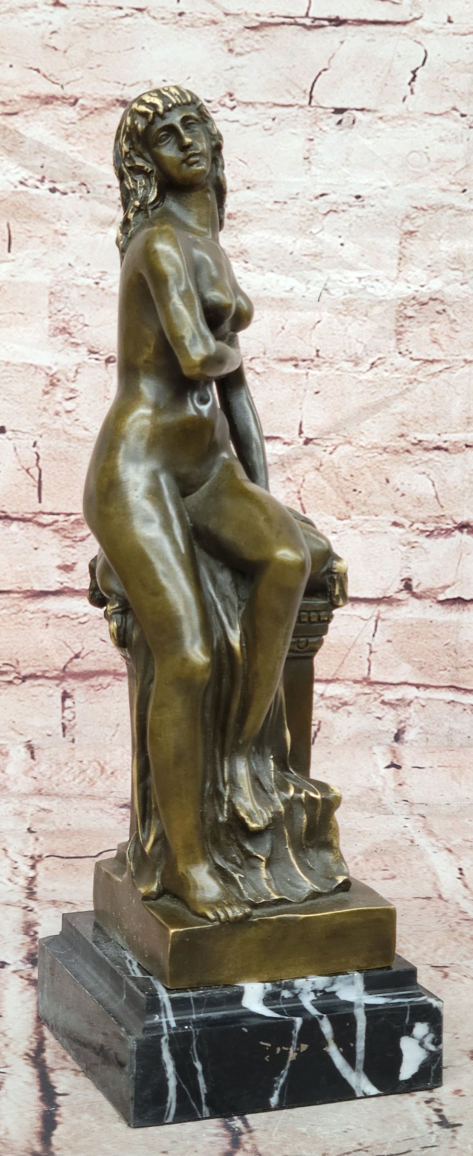 Bronze Seated Woman Sculpture Jean Patoue Neoclassical Fine Art Decor