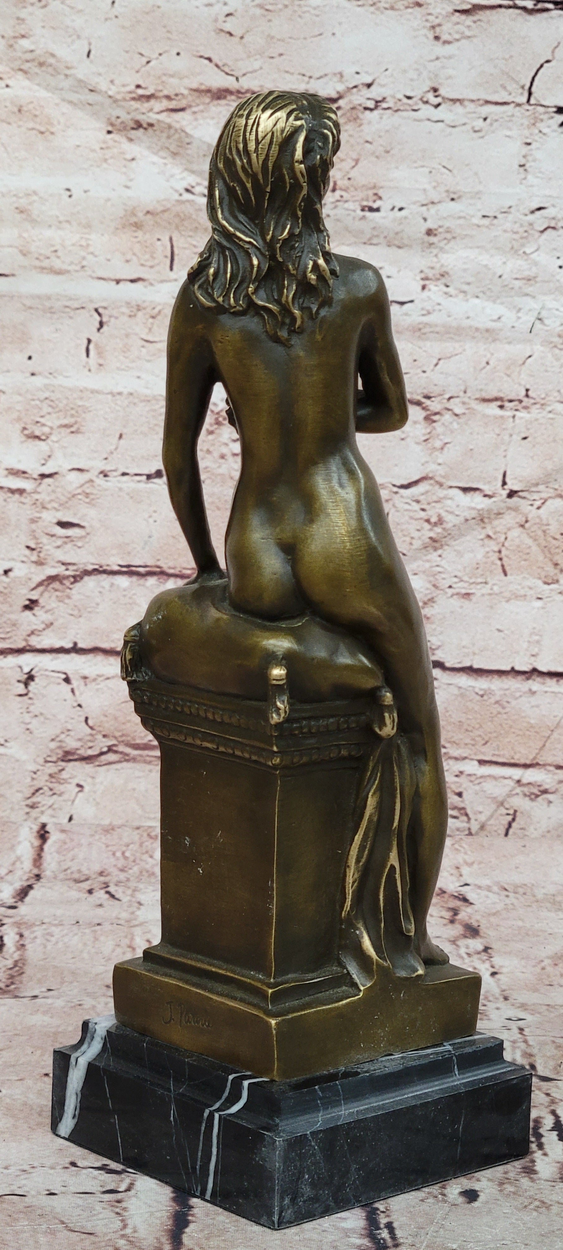 Bronze Seated Woman Sculpture Jean Patoue Neoclassical Fine Art Decor