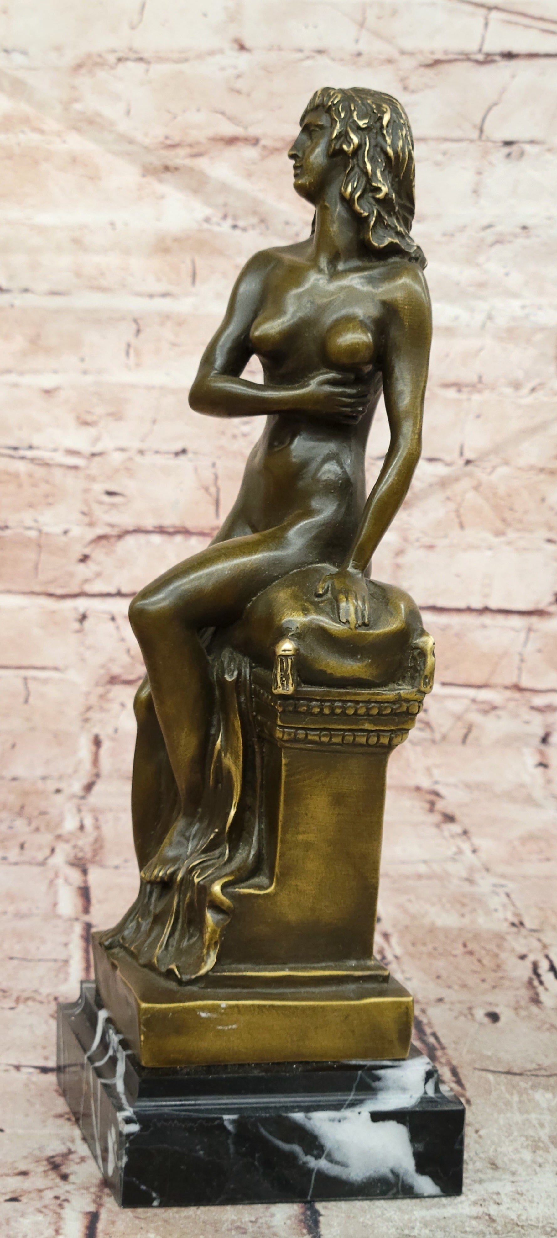 Bronze Seated Woman Sculpture Jean Patoue Neoclassical Fine Art Decor