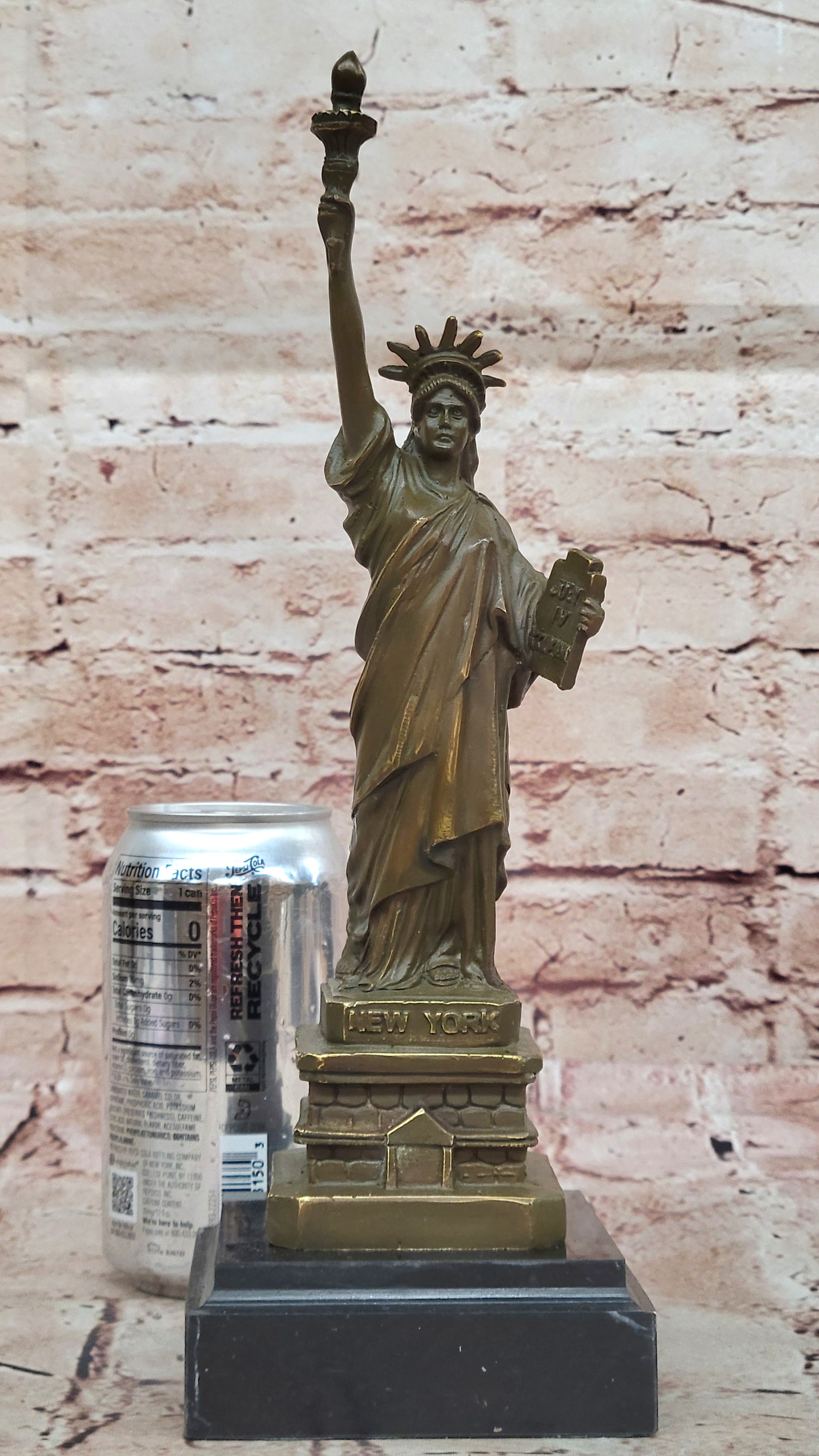 Signed Fisher Bronze Statue of Liberty Sculpture Famous USA Landmark Figurine