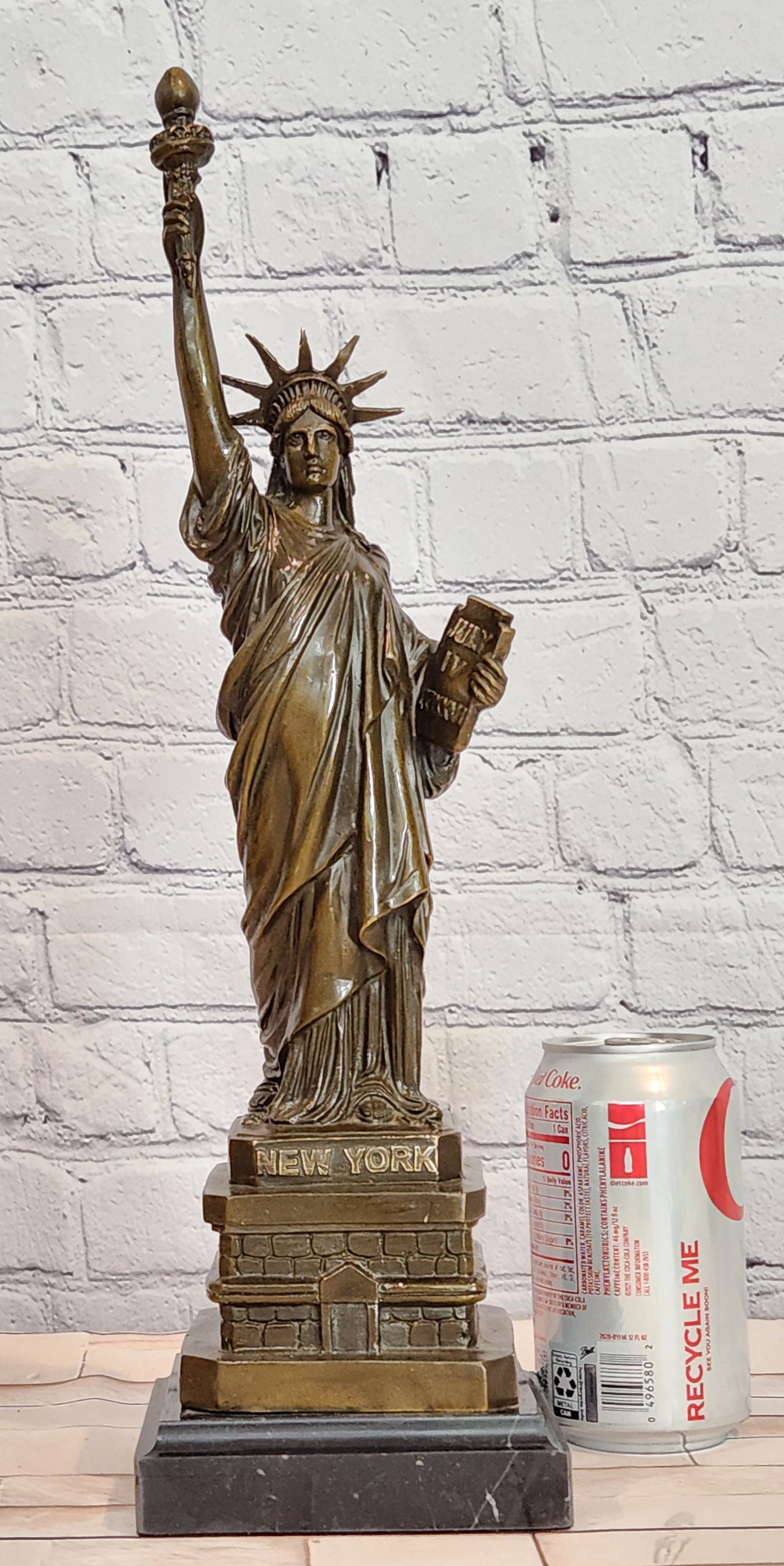 Bronze Statue of Liberty Sculpture Signed Fisher Fine Art Home Office Decor