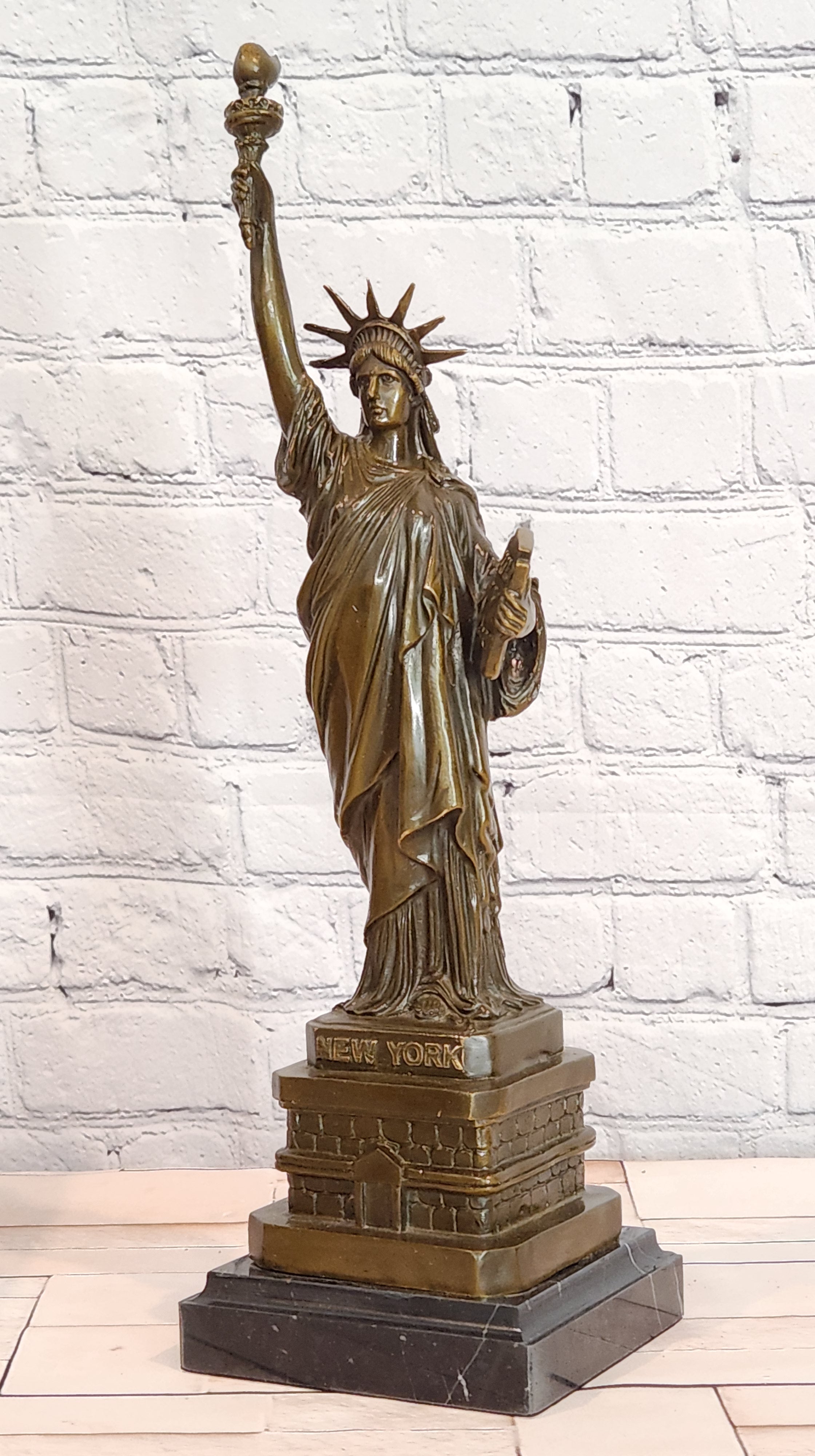 Bronze Statue of Liberty Sculpture Signed Fisher Fine Art Home Office Decor