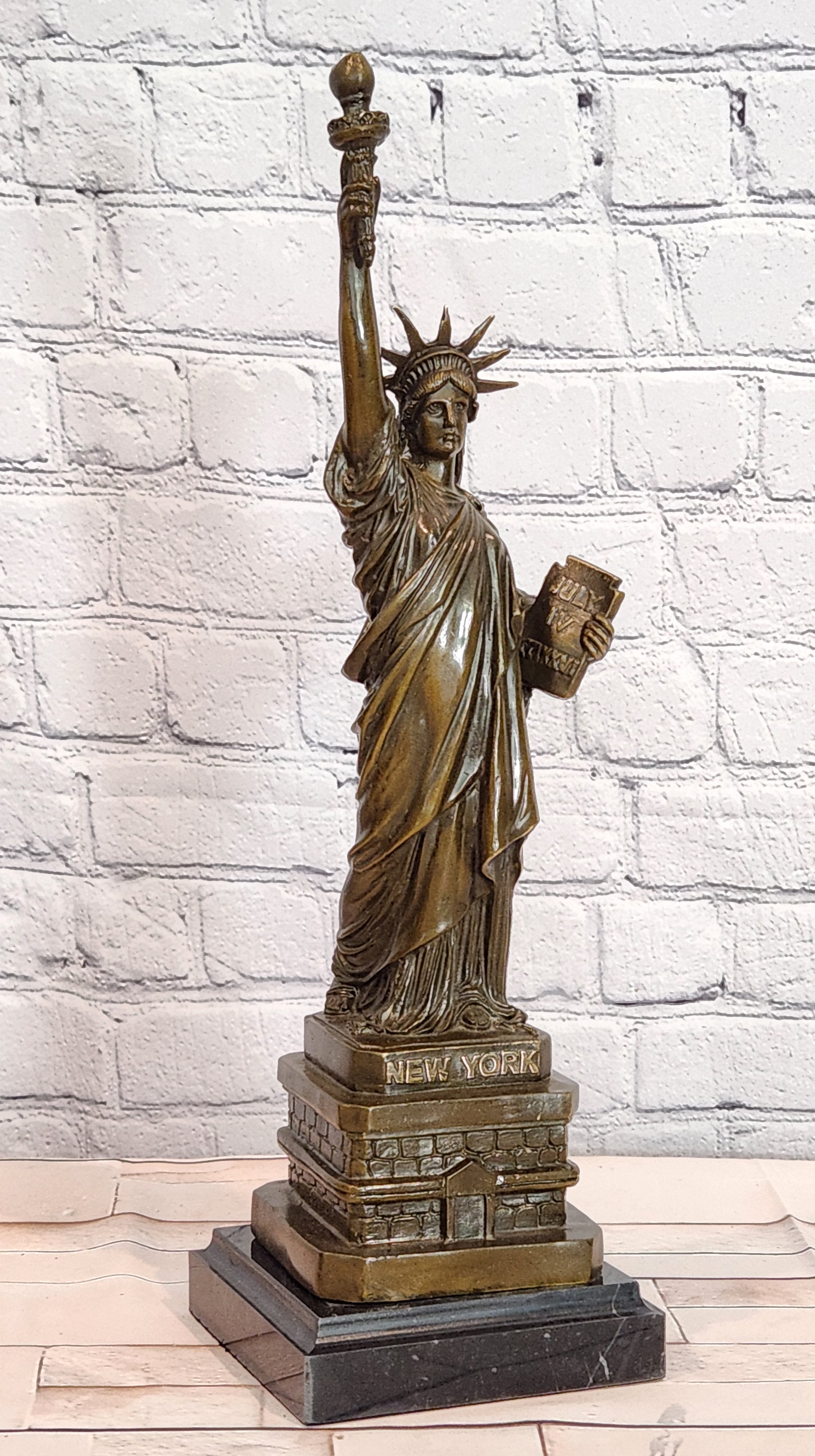 Bronze Statue of Liberty Sculpture Signed Fisher Fine Art Home Office Decor