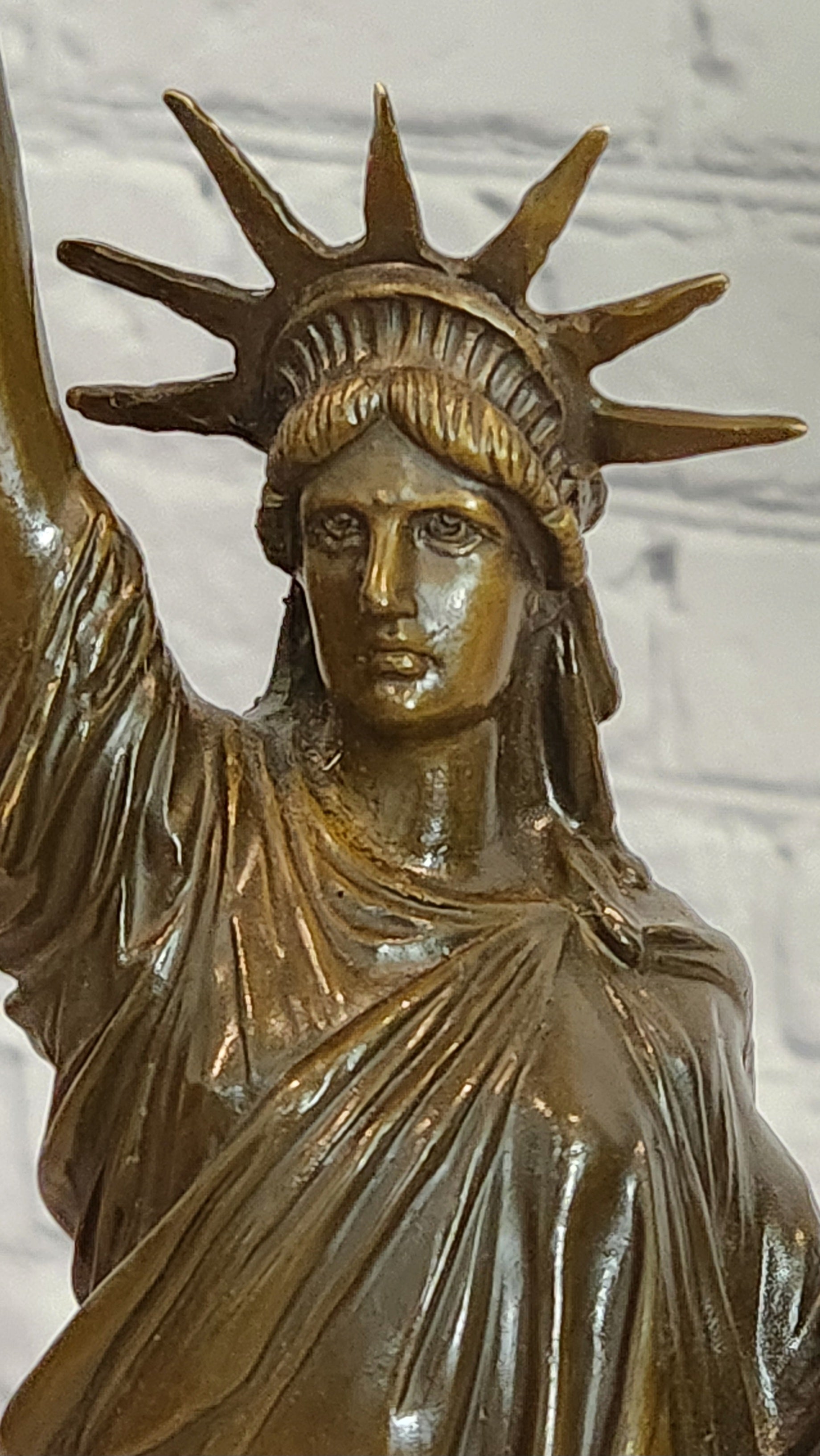 Bronze Statue of Liberty Sculpture Signed Fisher Fine Art Home Office Decor