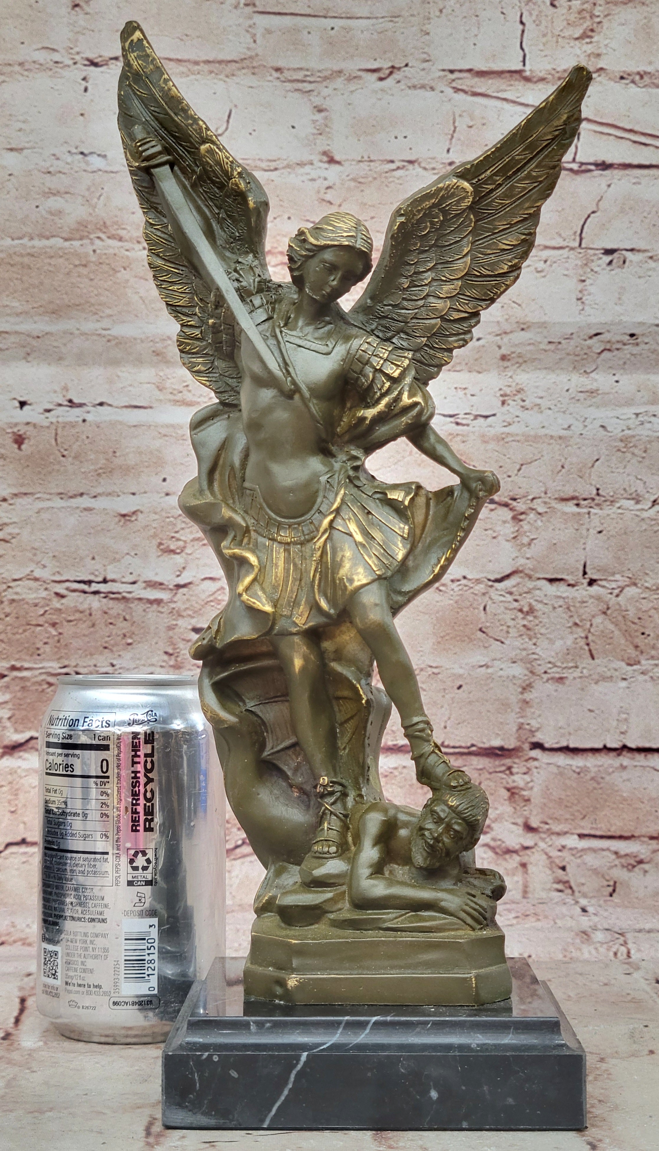 Carpeaux Saint Michael Bronze Sculpture Devil Defeat Figurine Church Office Home Decoration
