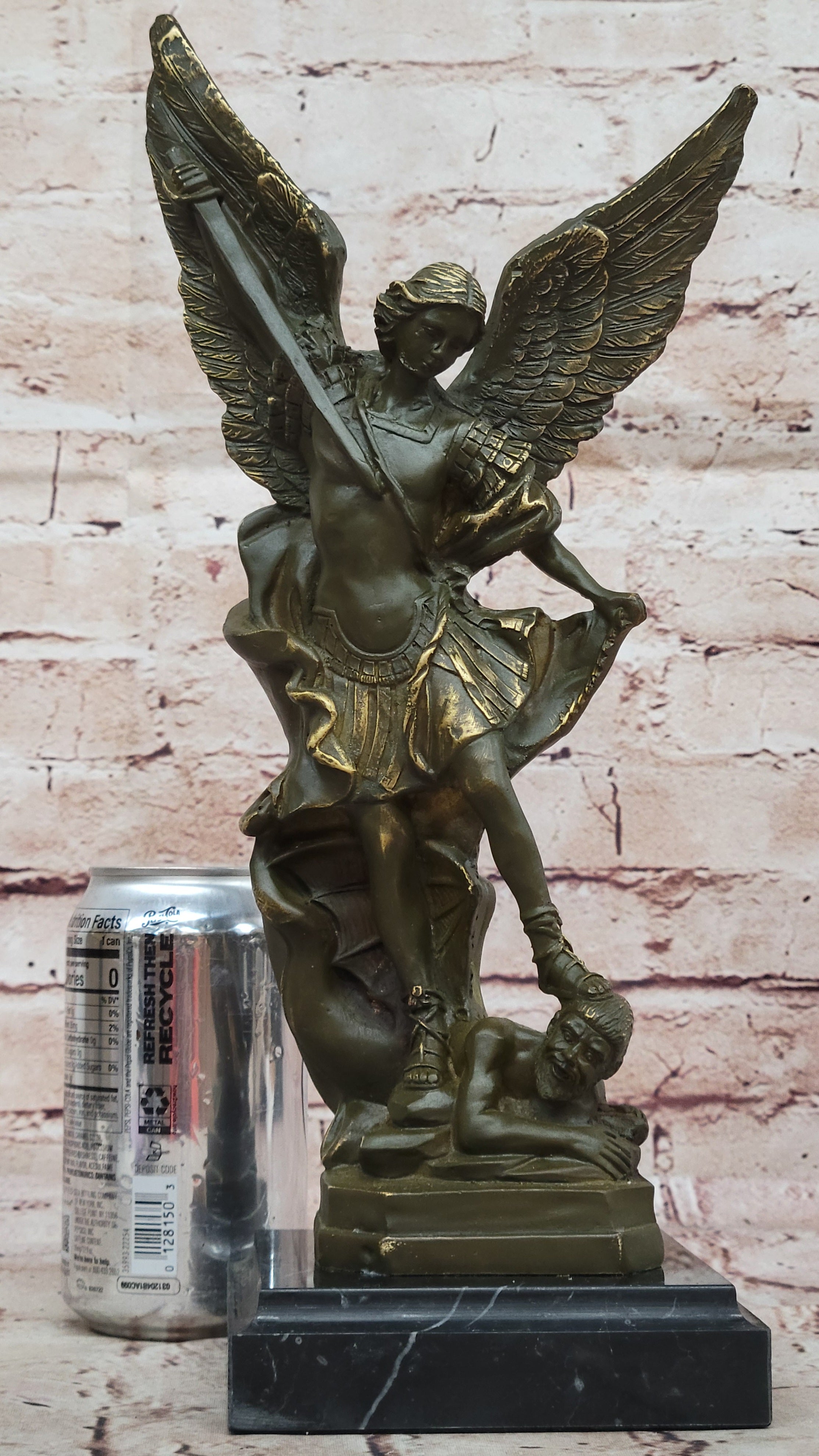 Carpeaux Saint Michael Bronze Sculpture Devil Defeat Figurine Church Office Home Decoration