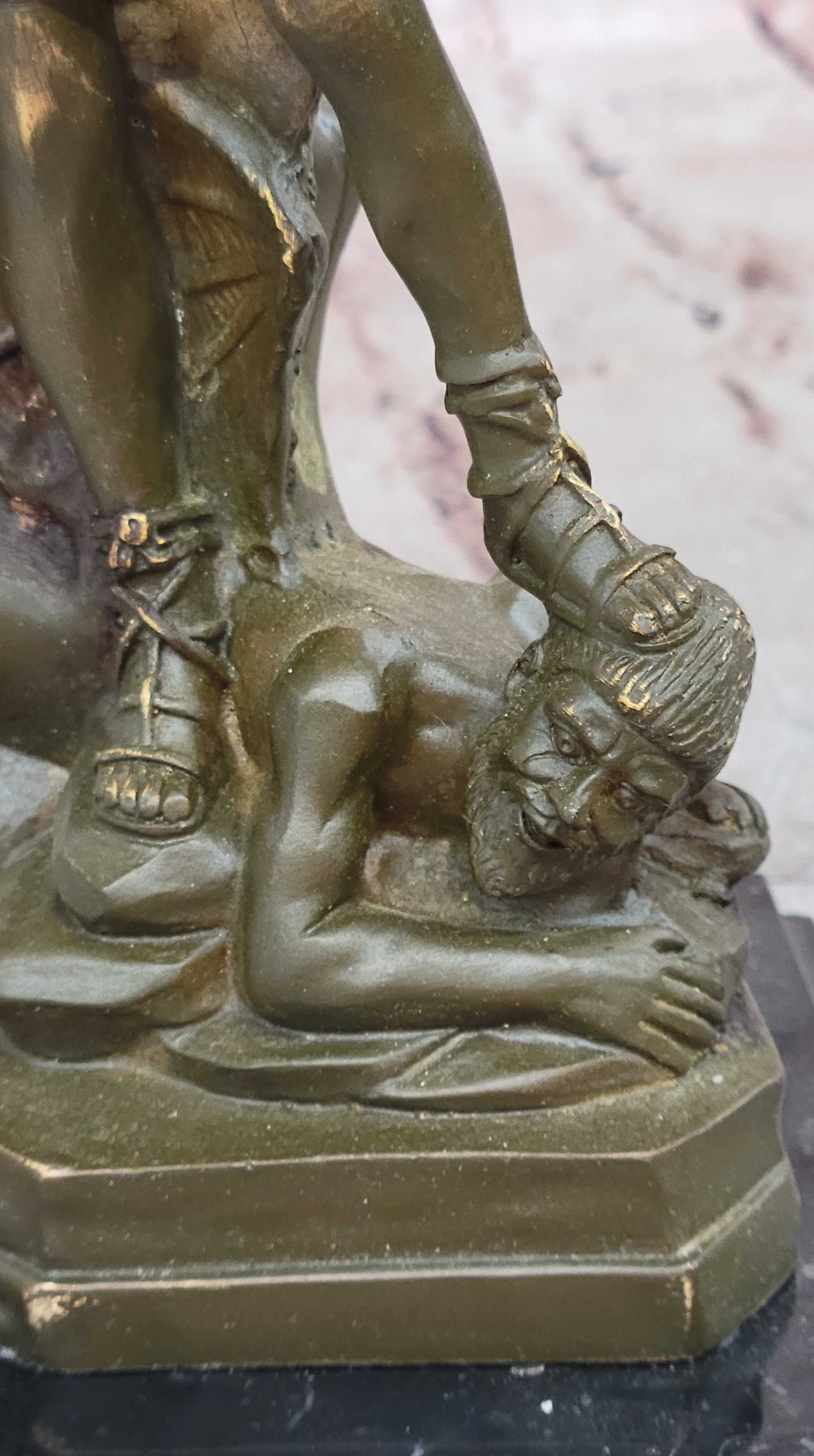 Carpeaux Saint Michael Bronze Sculpture Devil Defeat Figurine Church Office Home Decoration
