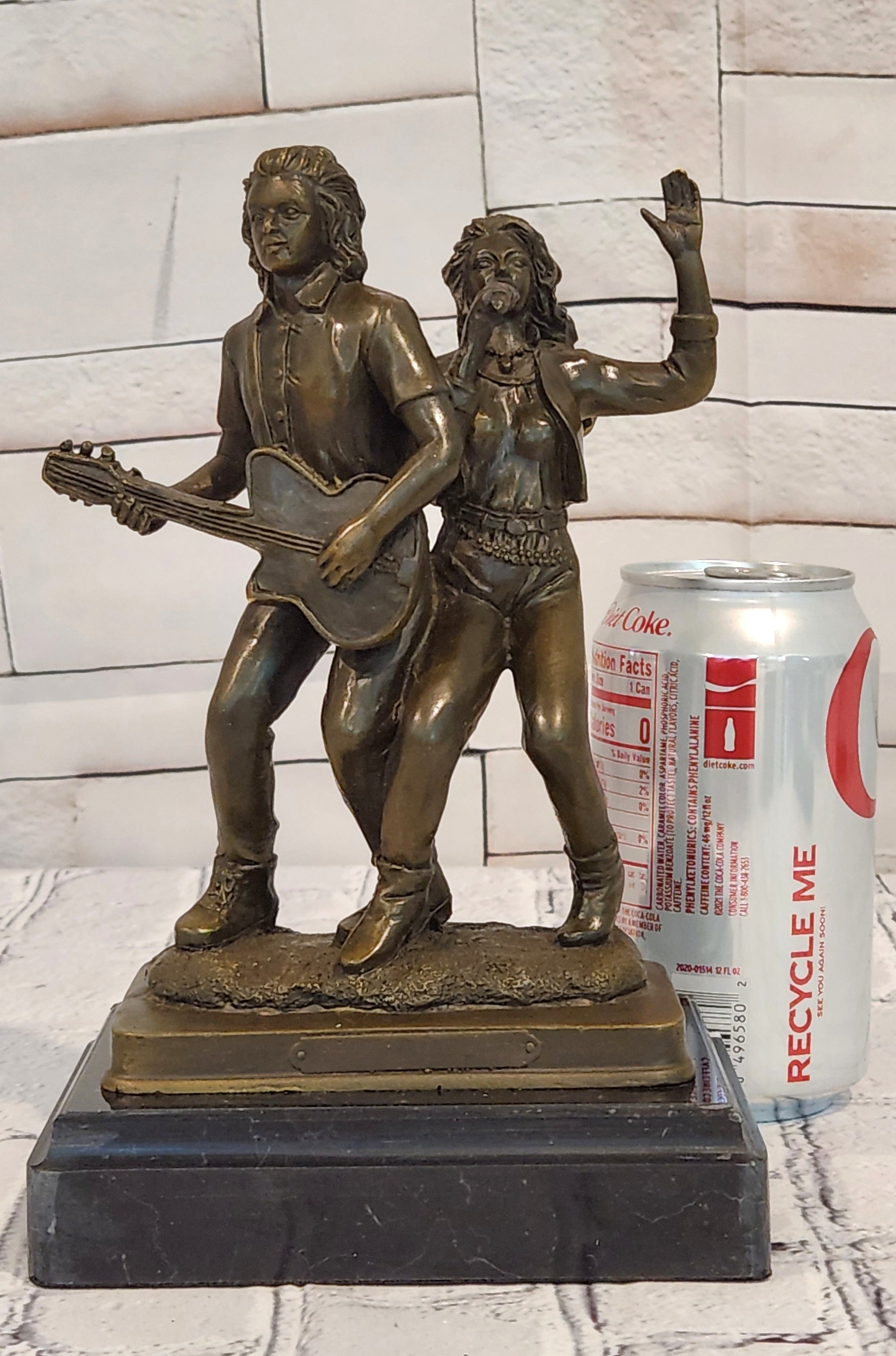 Art Nouveau Bronze Mandolin Player Girl Statue Signed Jean Patoue Sculpture