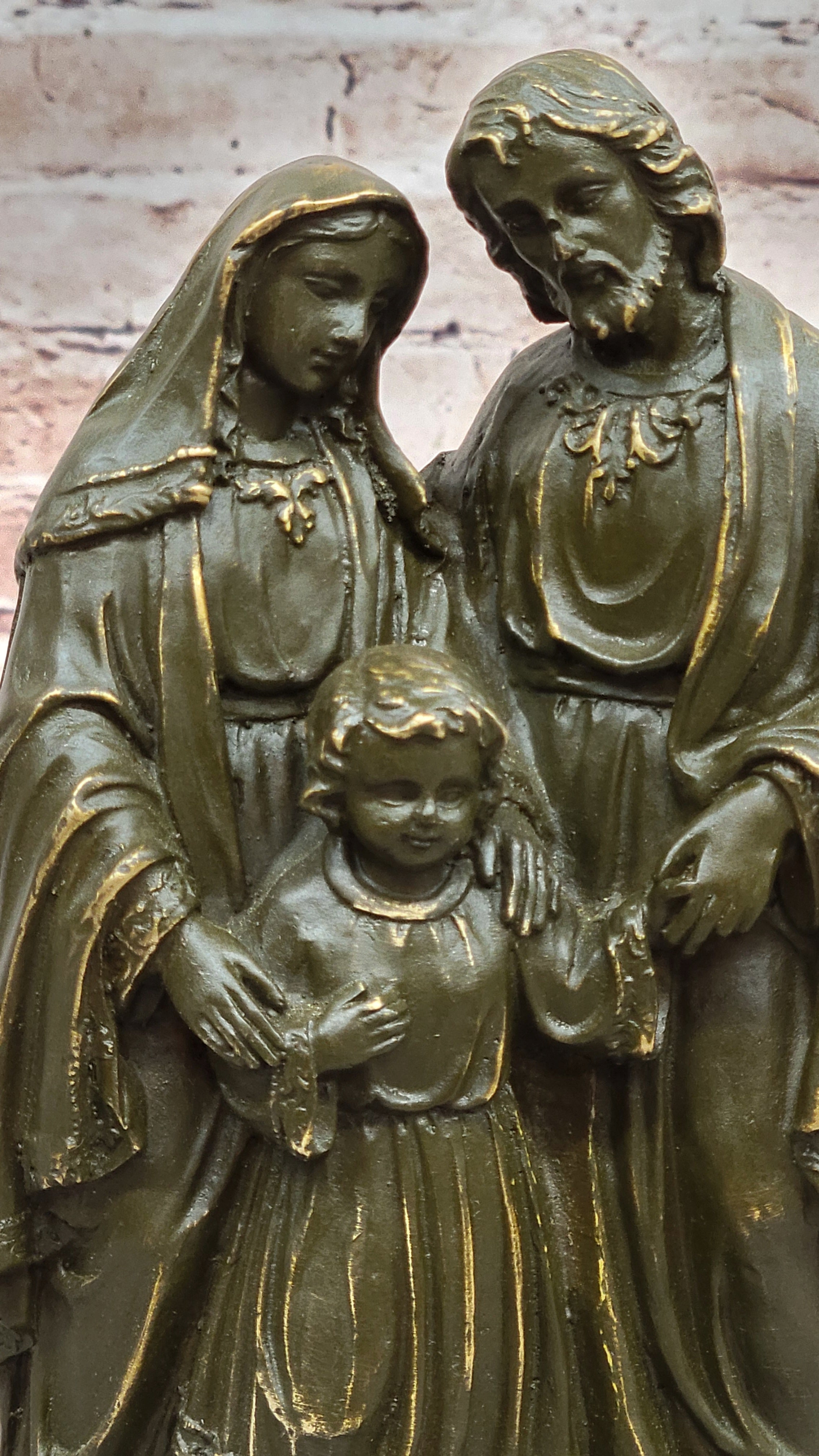 Hand Made Holy Family Bronze Sculpture Statue – Christian Catholic Home Art