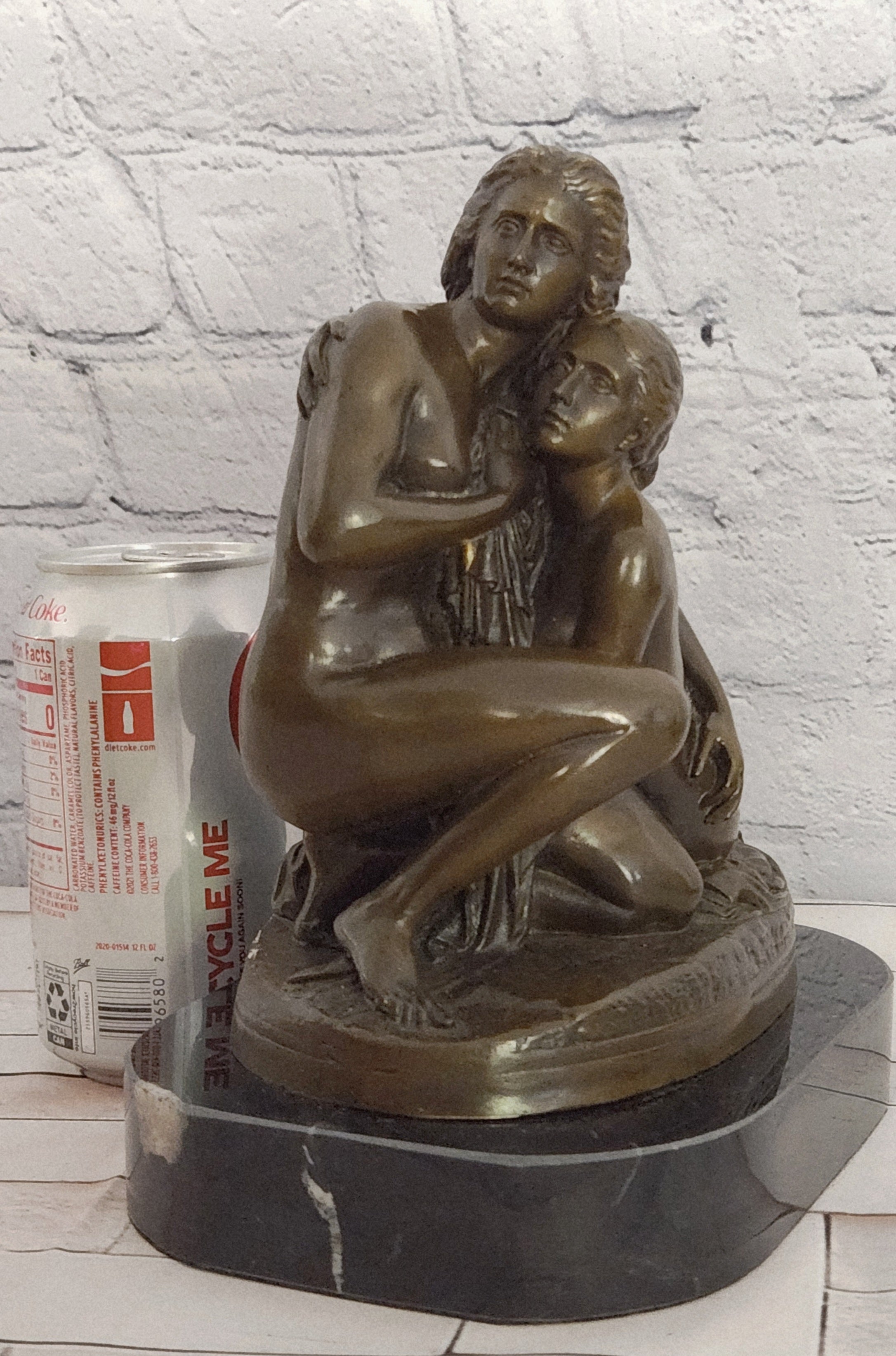 Signed Cesaro Bronze Maternal Bond Sculpture Mother Child Figurine Decor Art