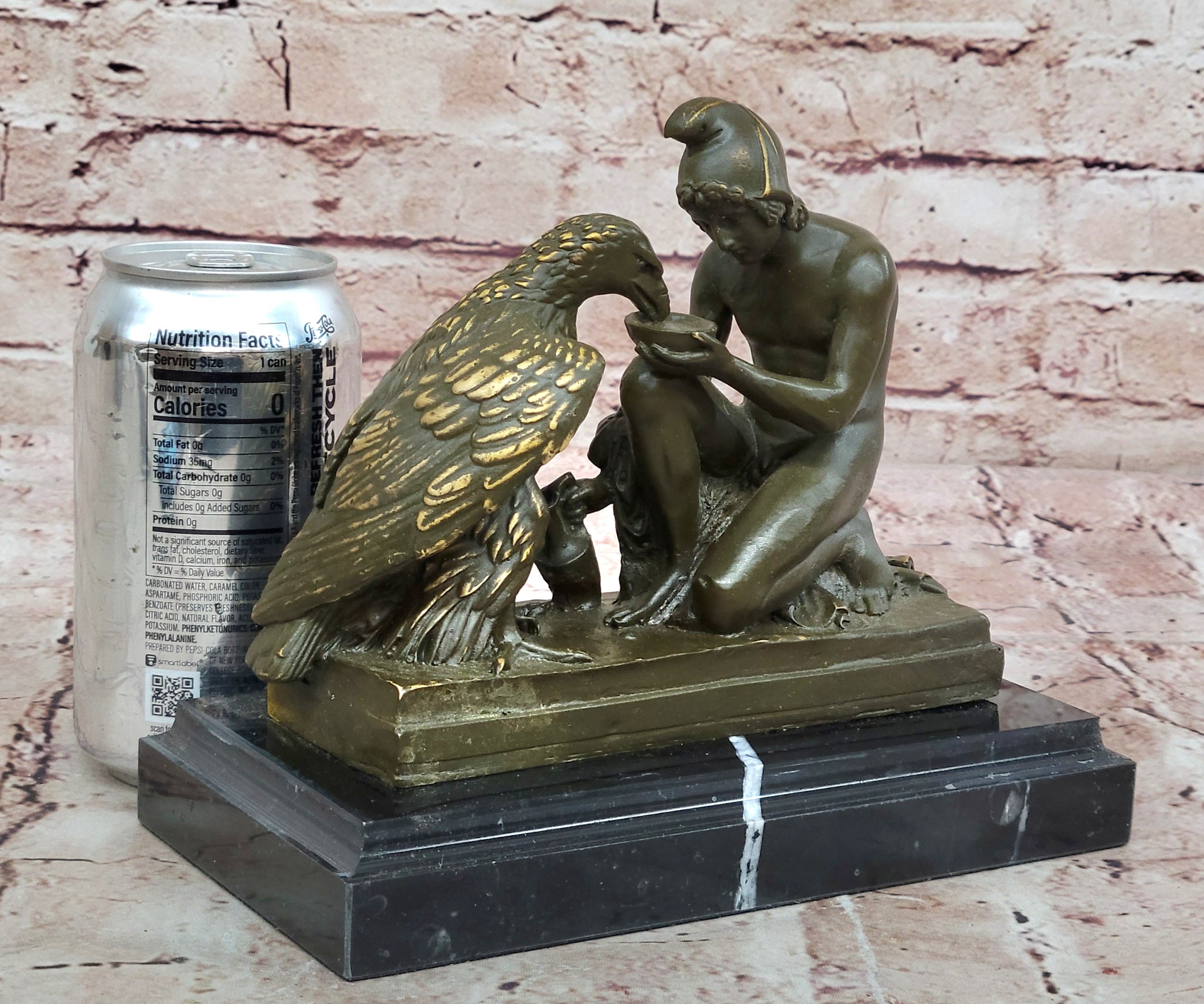 Ganymede with Zeus Eagle Bronze Statue Mythological Art by Aldo Vitaleh Sculpture
