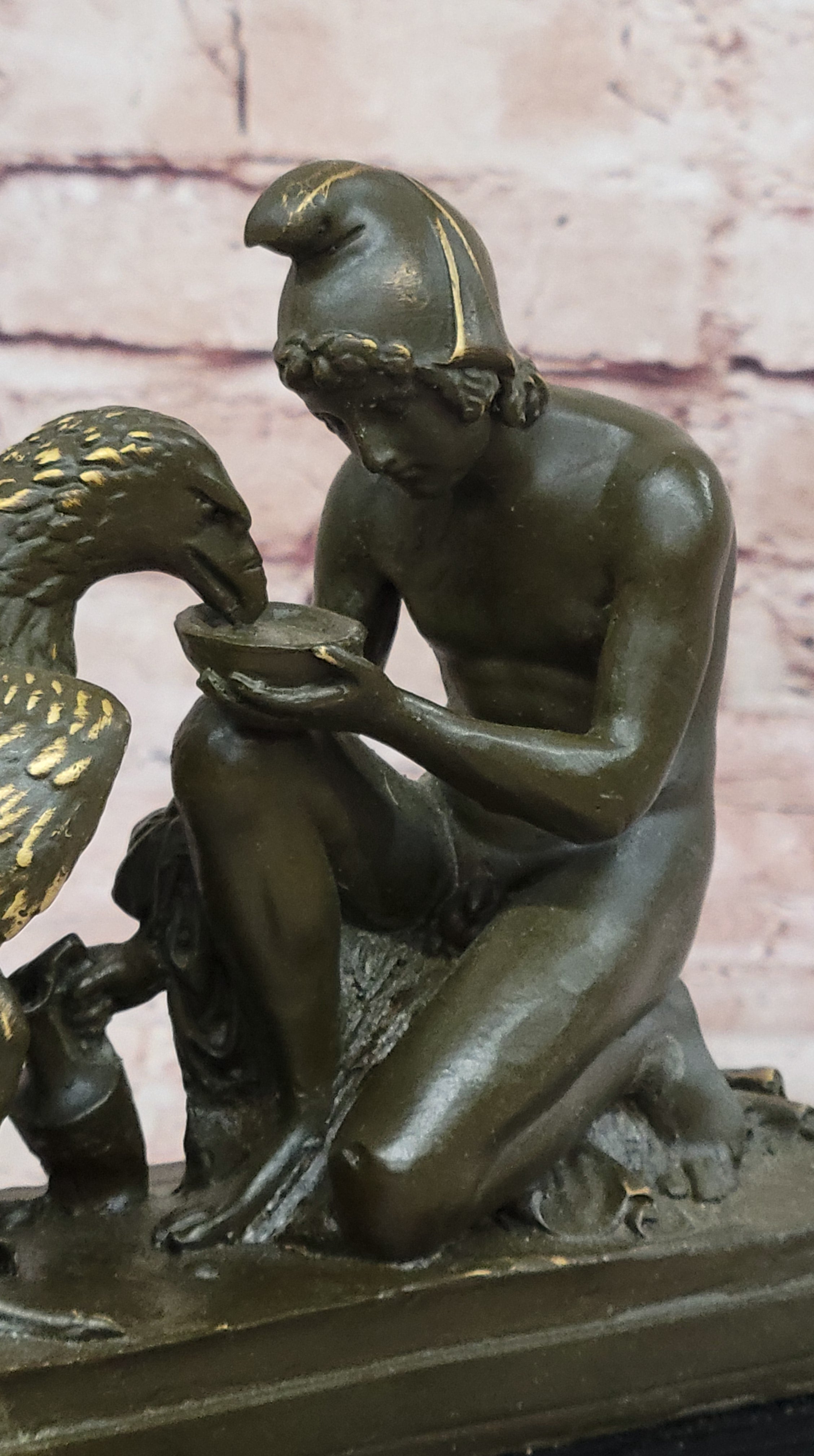 Ganymede with Zeus Eagle Bronze Statue Mythological Art by Aldo Vitaleh Sculpture