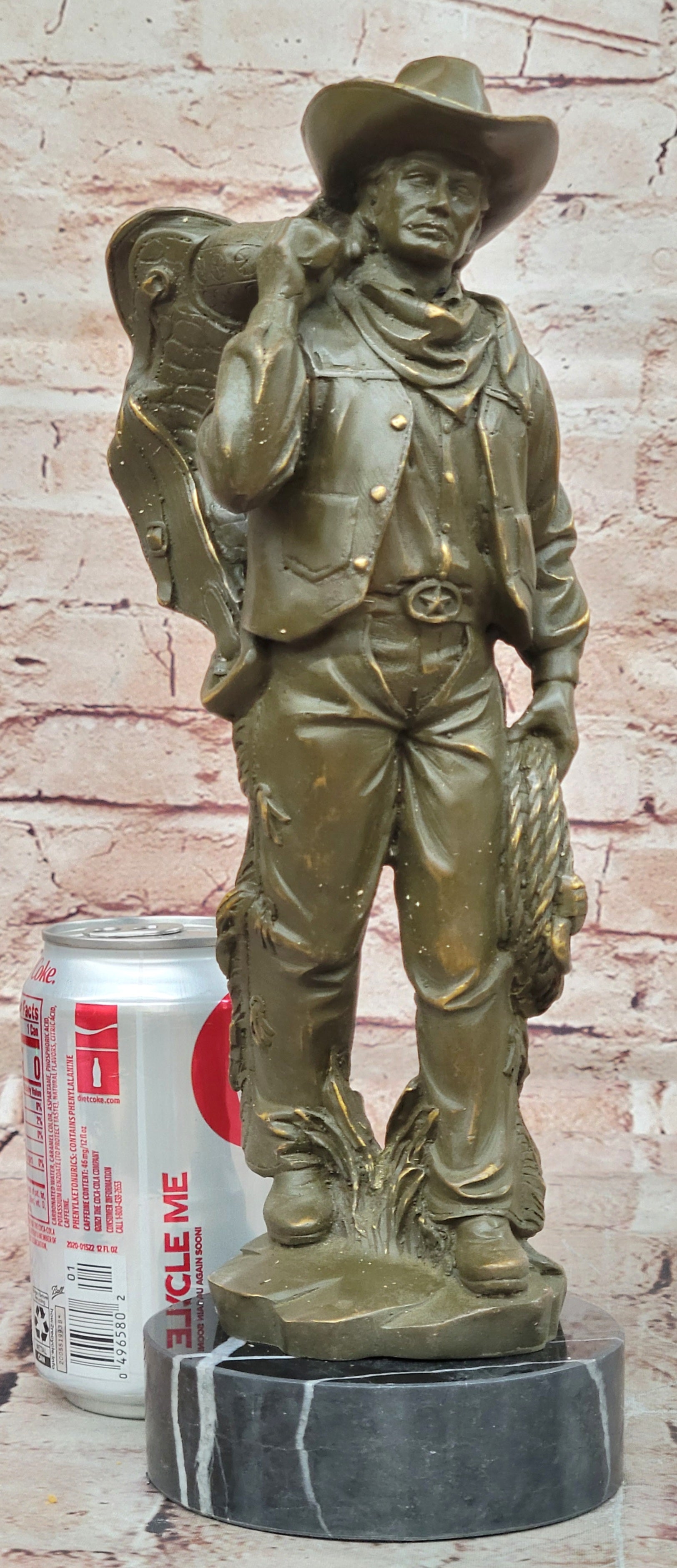 Bronze Western Rider Statue Original Cowboy Sculpture by M. Lopez Home Decor Figurine Art