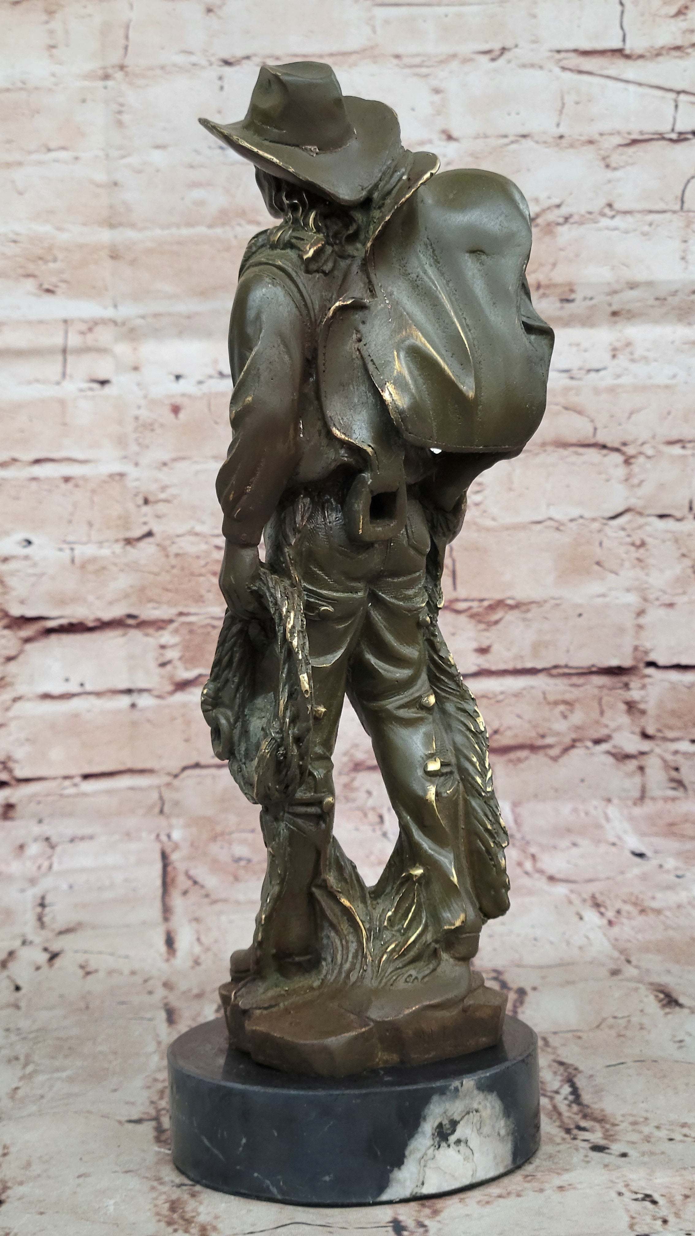Bronze Western Rider Statue Original Cowboy Sculpture by M. Lopez Home Decor Figurine Art