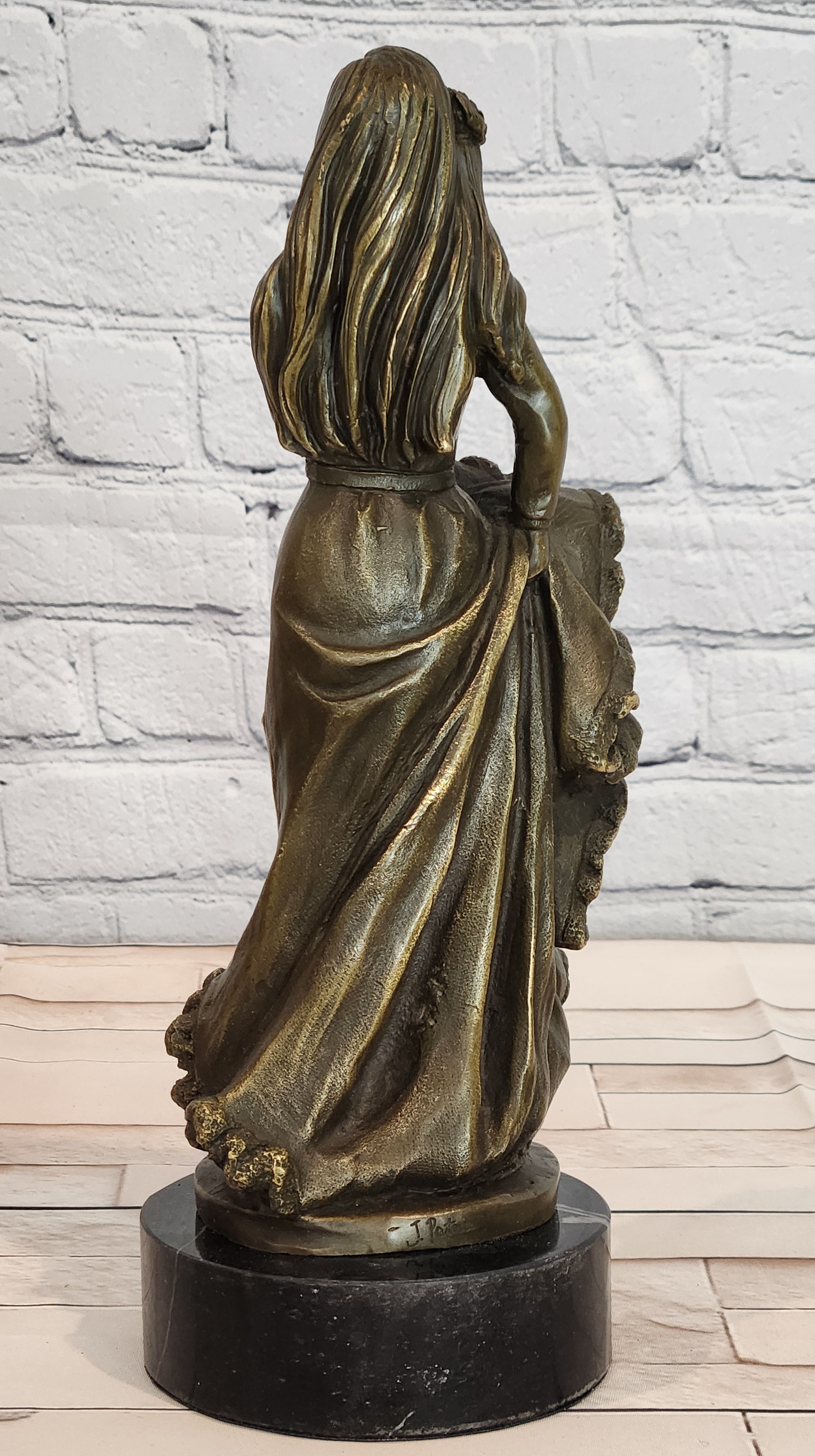 Signed Bronze Flamenco Performer Figurine Latin Woman Dance Statue Decor