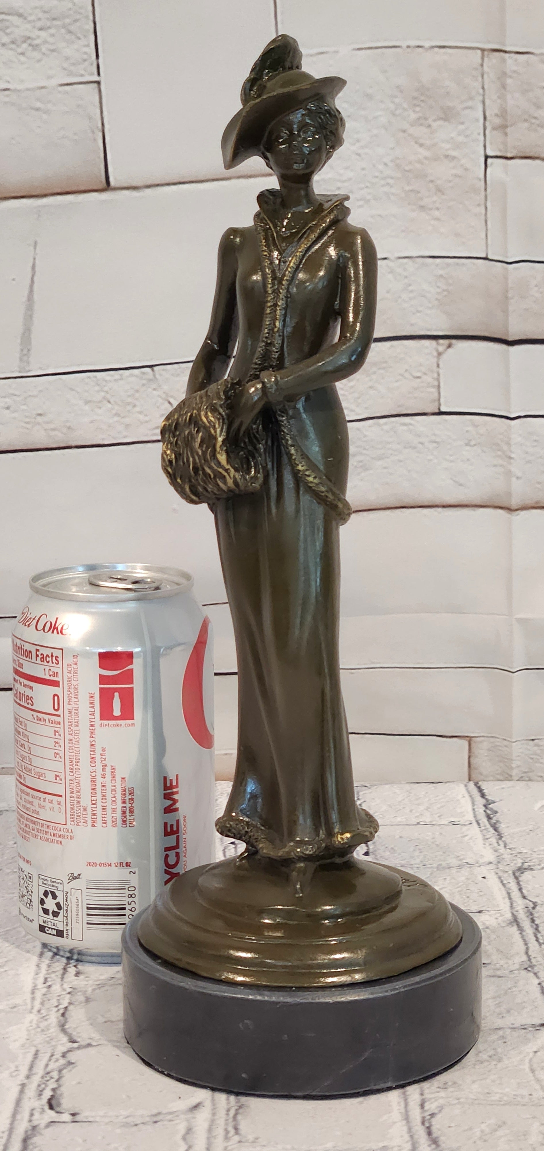Signed Patoue Bronze Woman Sculpture Elegant Lady Art Deco Figurine Decor