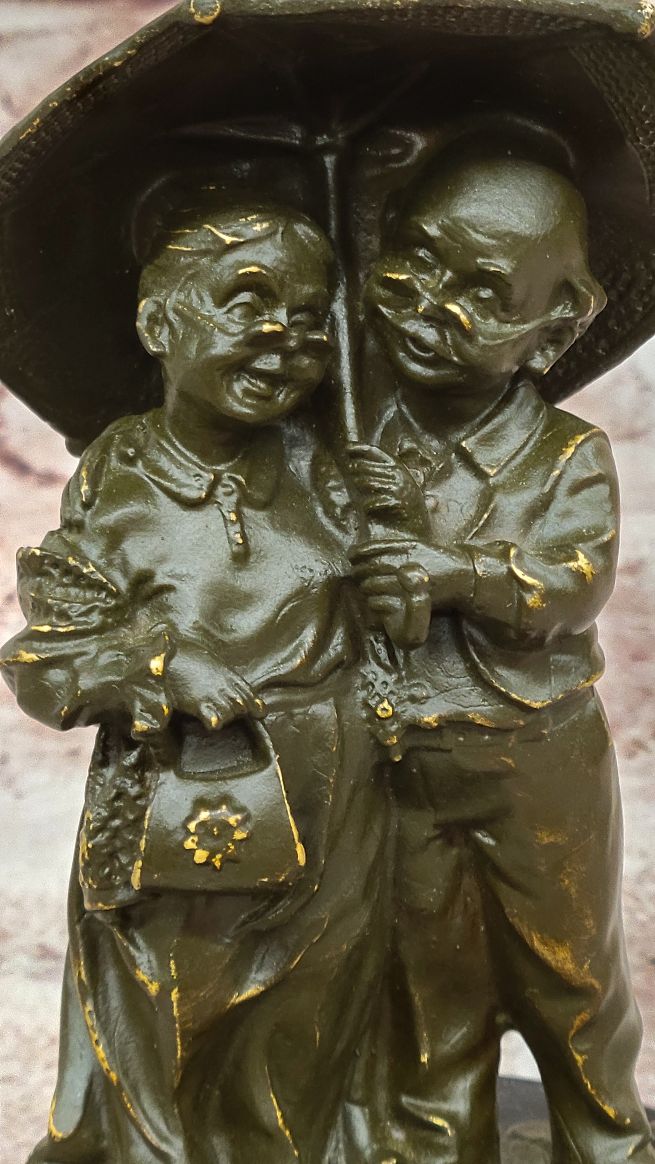 Handmade Bronze Elderly Couple Sculpture Statue – Grandparents Gift Decor