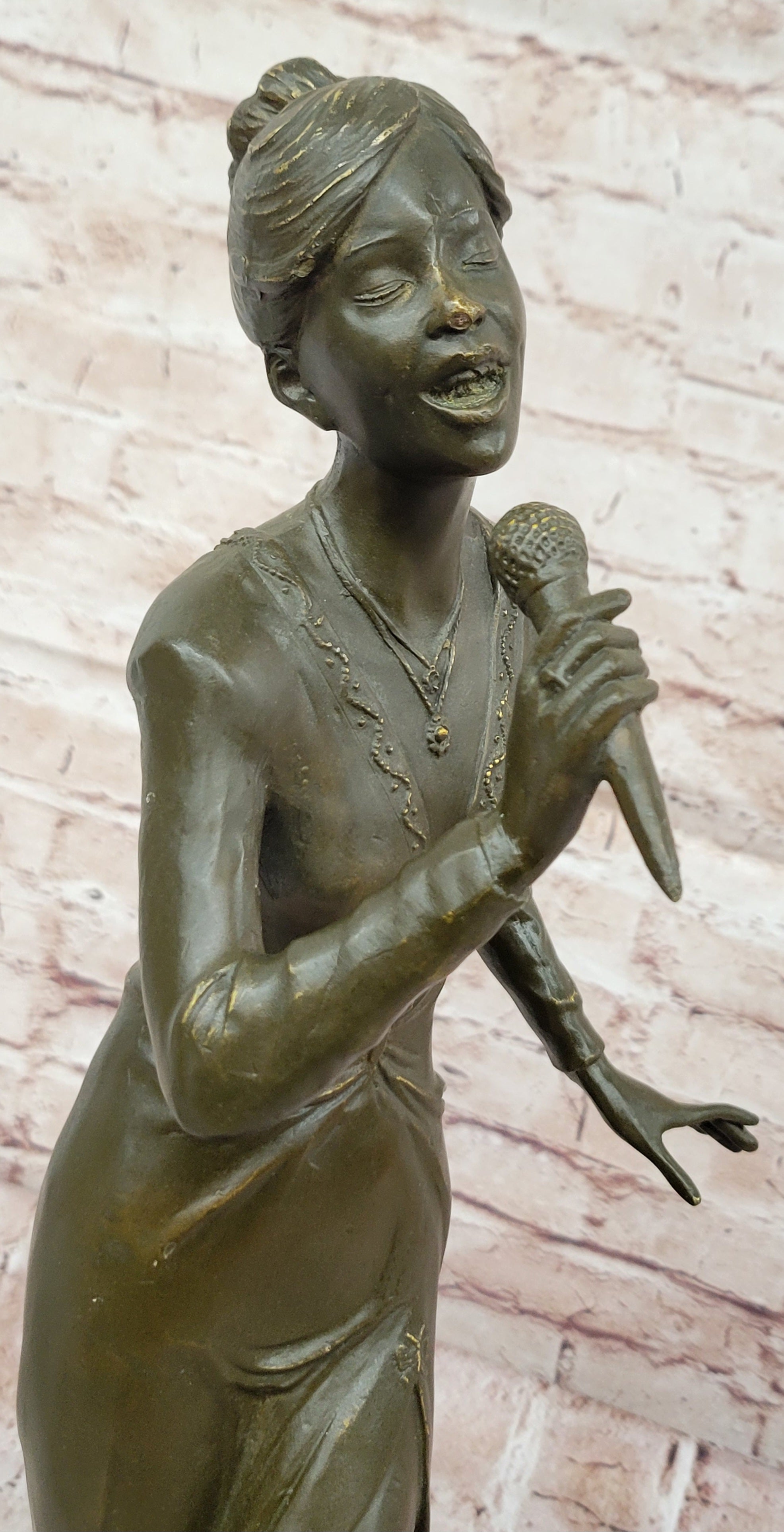 Hot Cast Bronze Jazz Singer Woman Statue Signed Williams Music Lover Home Club Decor