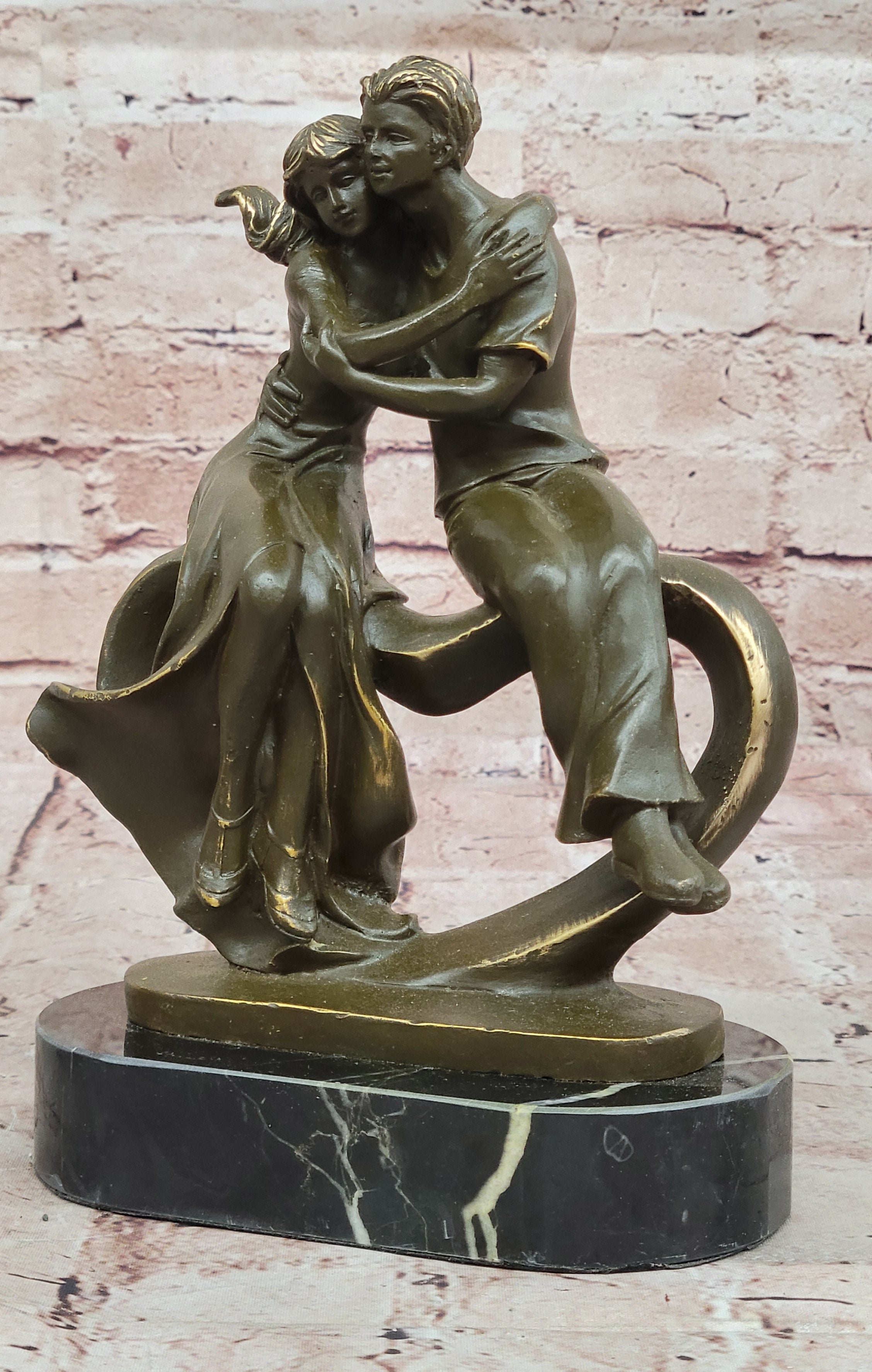 Classical Couple Bronze Statue Sculpture Romantic Art Collectible by Jean Patoue