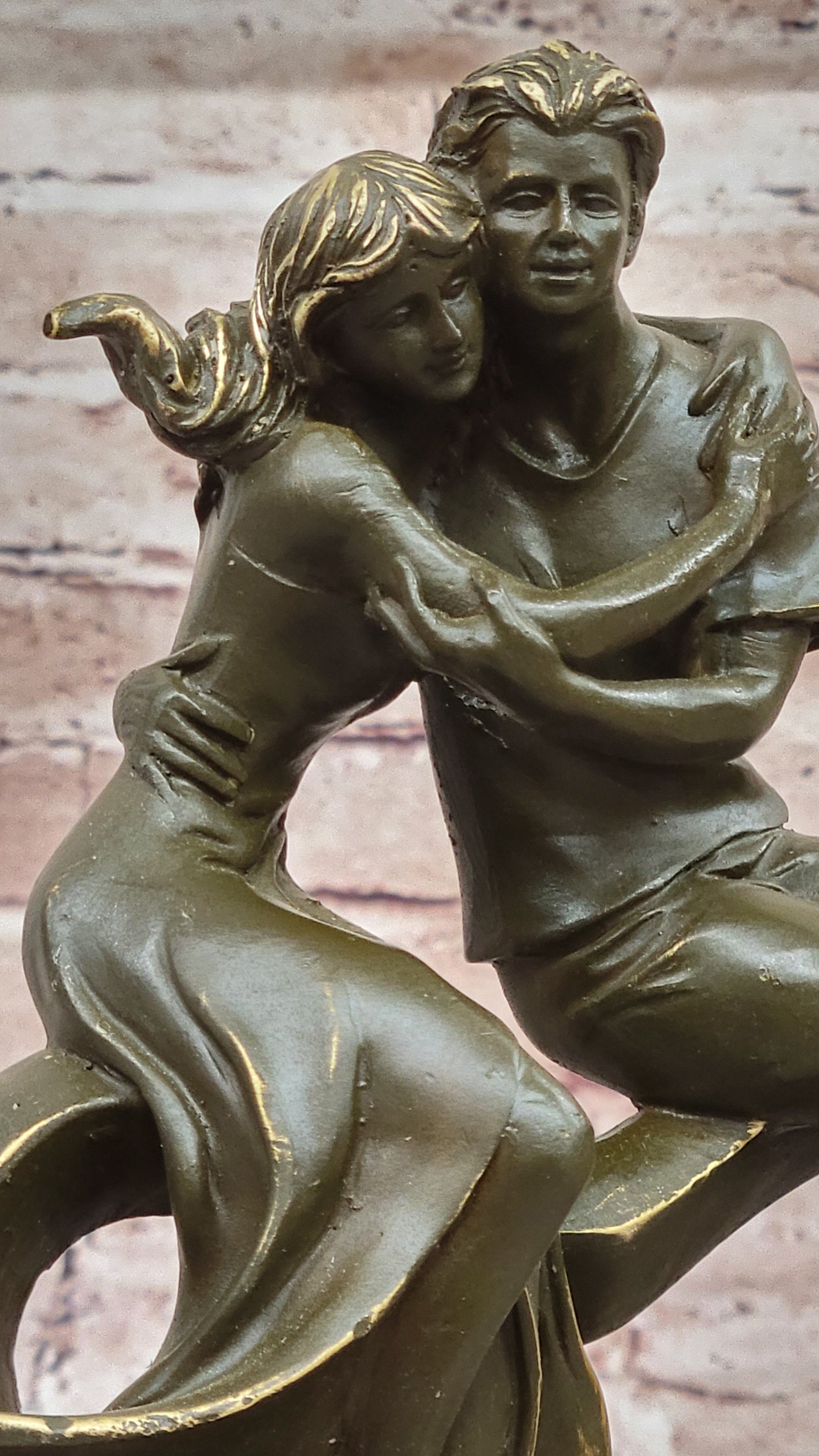 Classical Couple Bronze Statue Sculpture Romantic Art Collectible by Jean Patoue