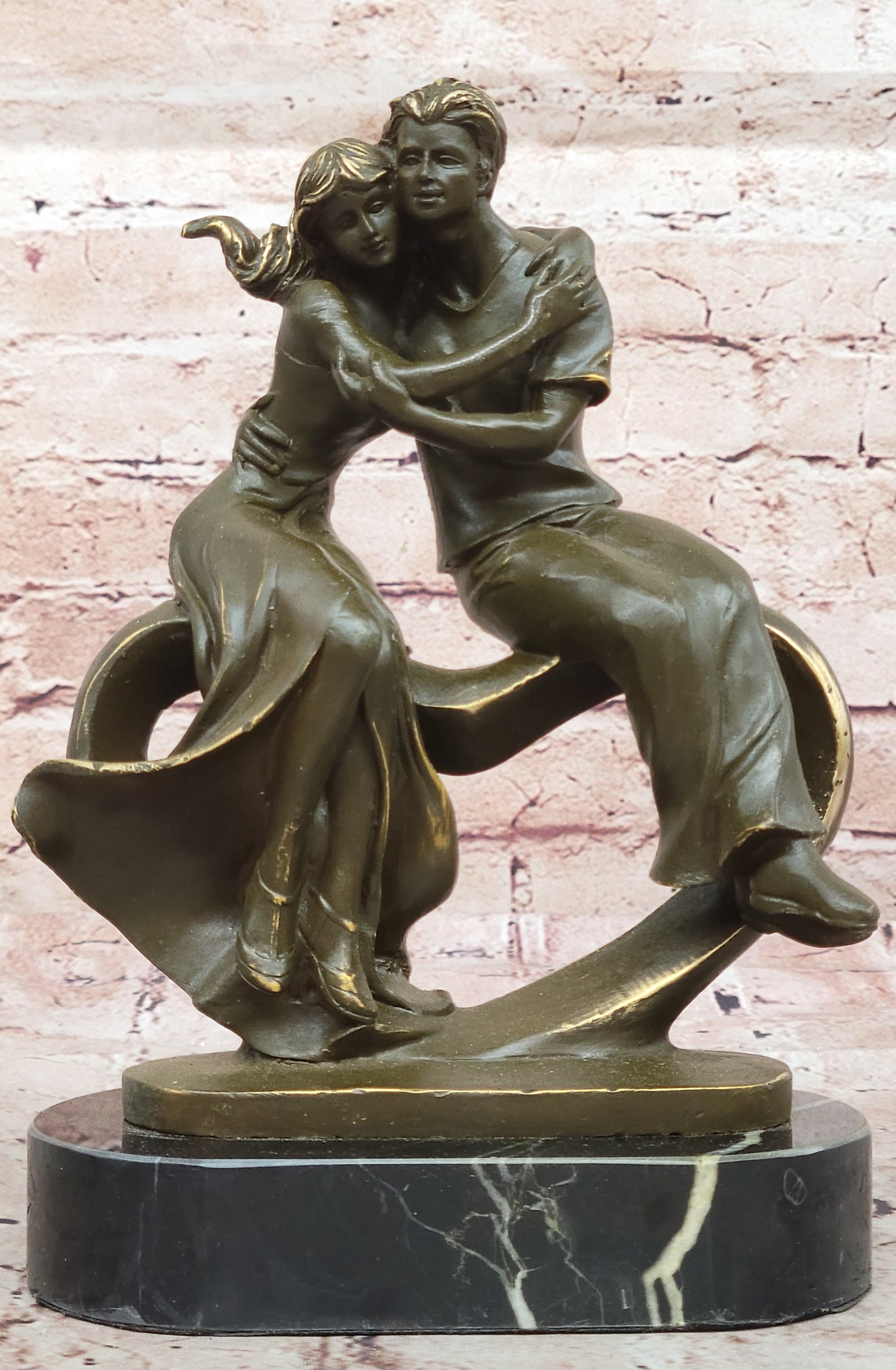 Classical Couple Bronze Statue Sculpture Romantic Art Collectible by Jean Patoue