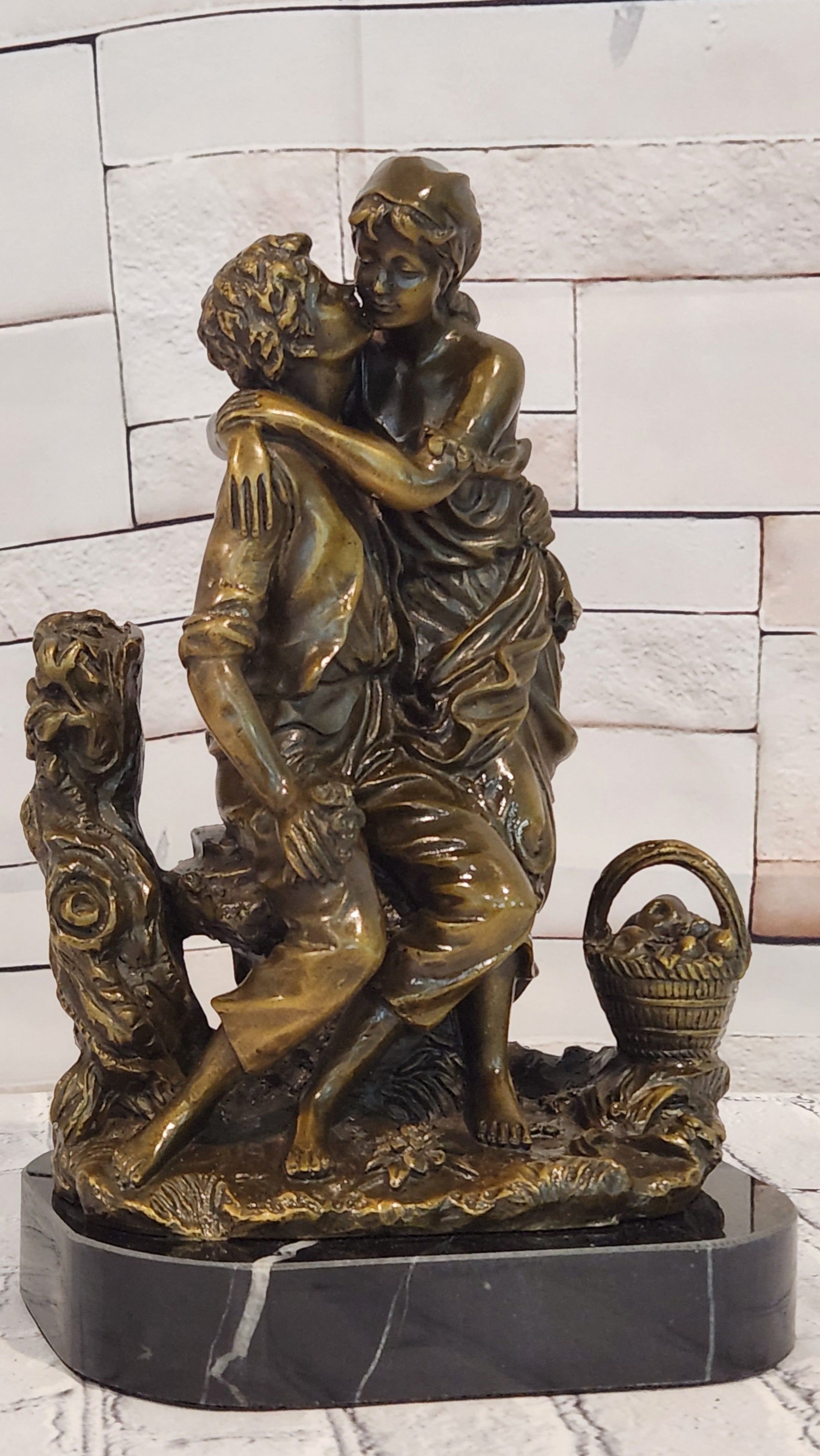Patoue Bronze Lovers Embrace Sculpture Romantic Art Nouveau Museum Quality Figurine