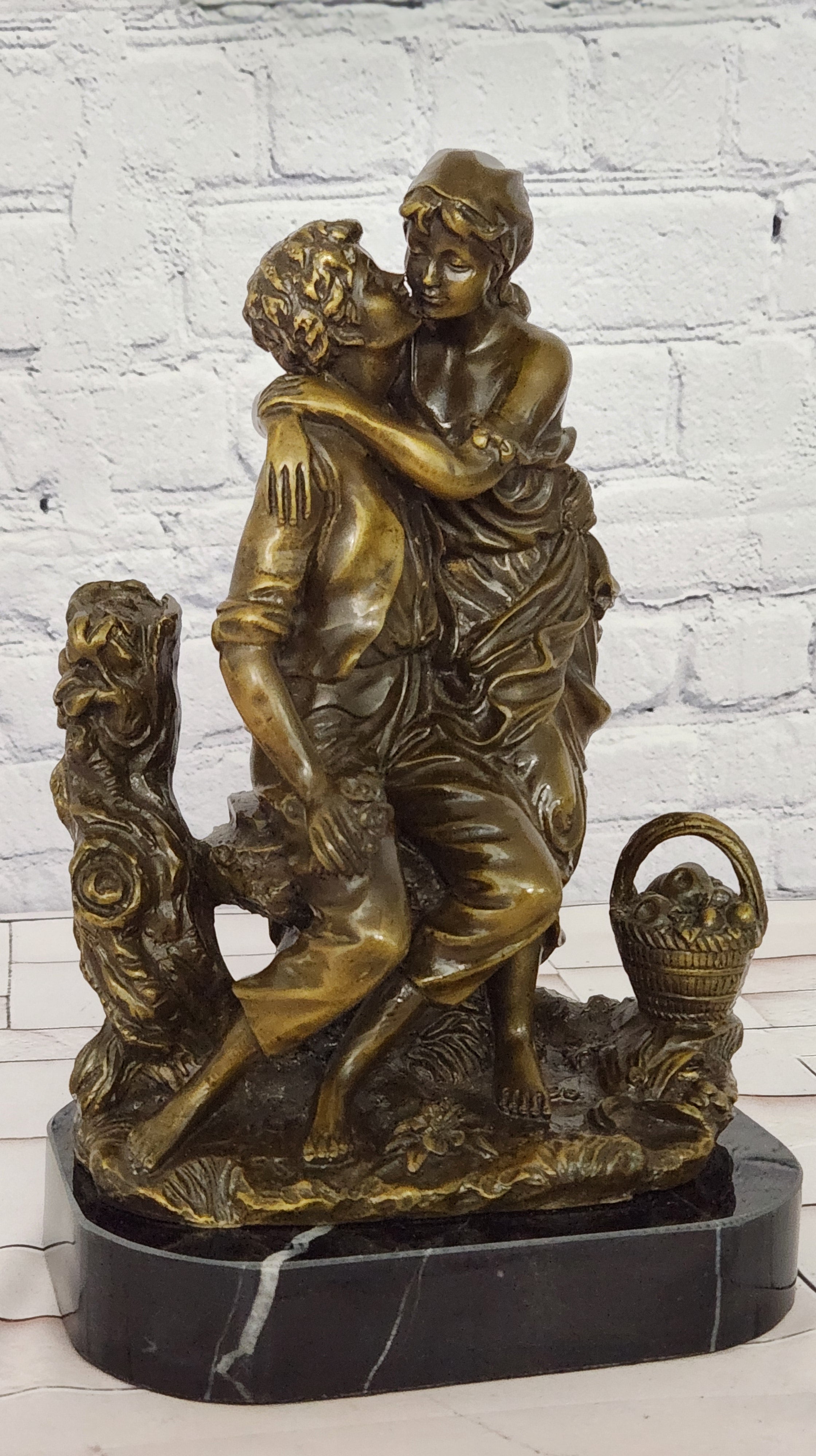 Patoue Bronze Lovers Embrace Sculpture Romantic Art Nouveau Museum Quality Figurine