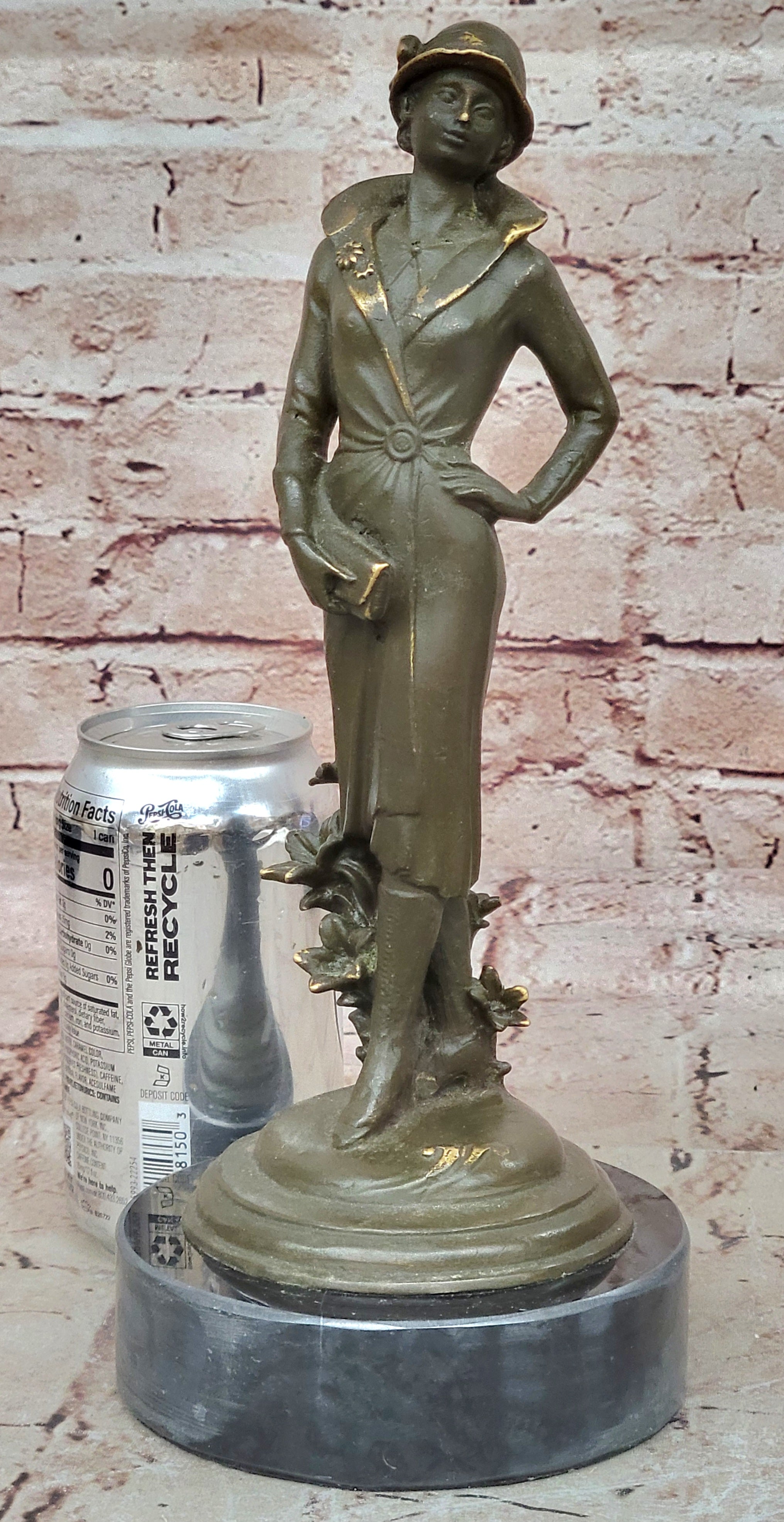 Hot Cast Bronze Sculpture Statue 1920s Woman Art Nouveau Figurine Signed Mavchi