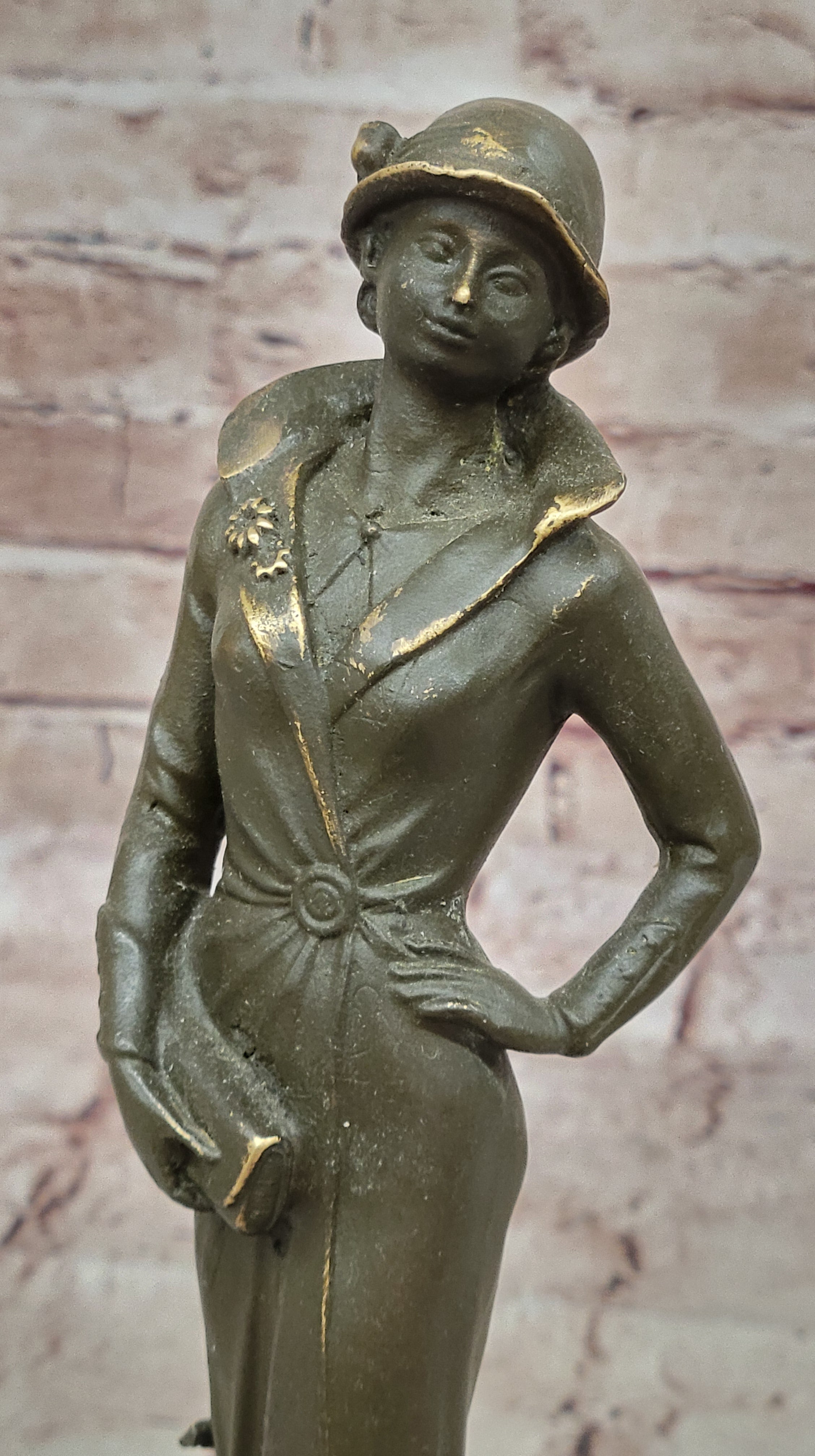 Hot Cast Bronze Sculpture Statue 1920s Woman Art Nouveau Figurine Signed Mavchi