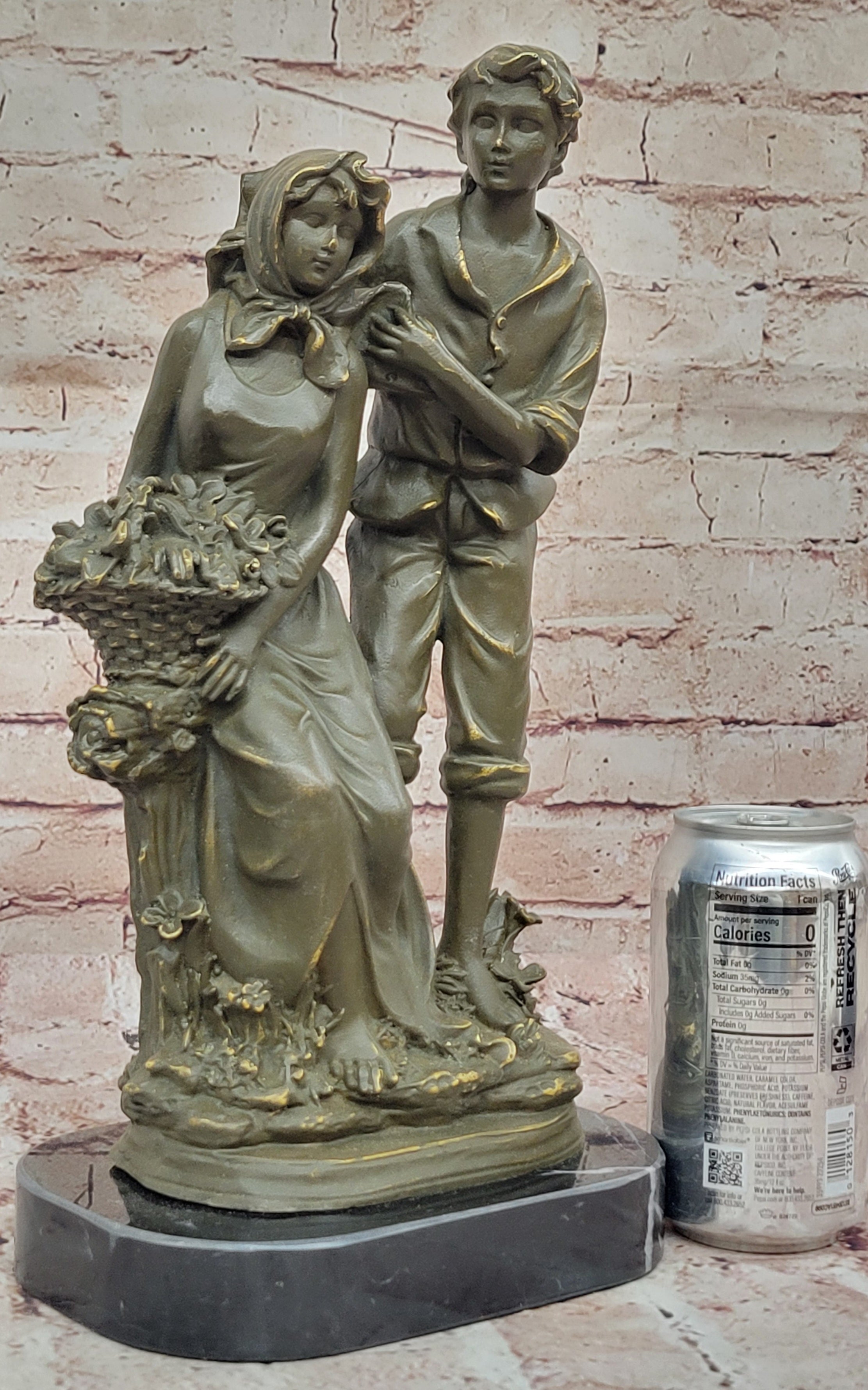Romantic Garden Lovers Bronze Sculpture – Limited Edition Art Deco Statue