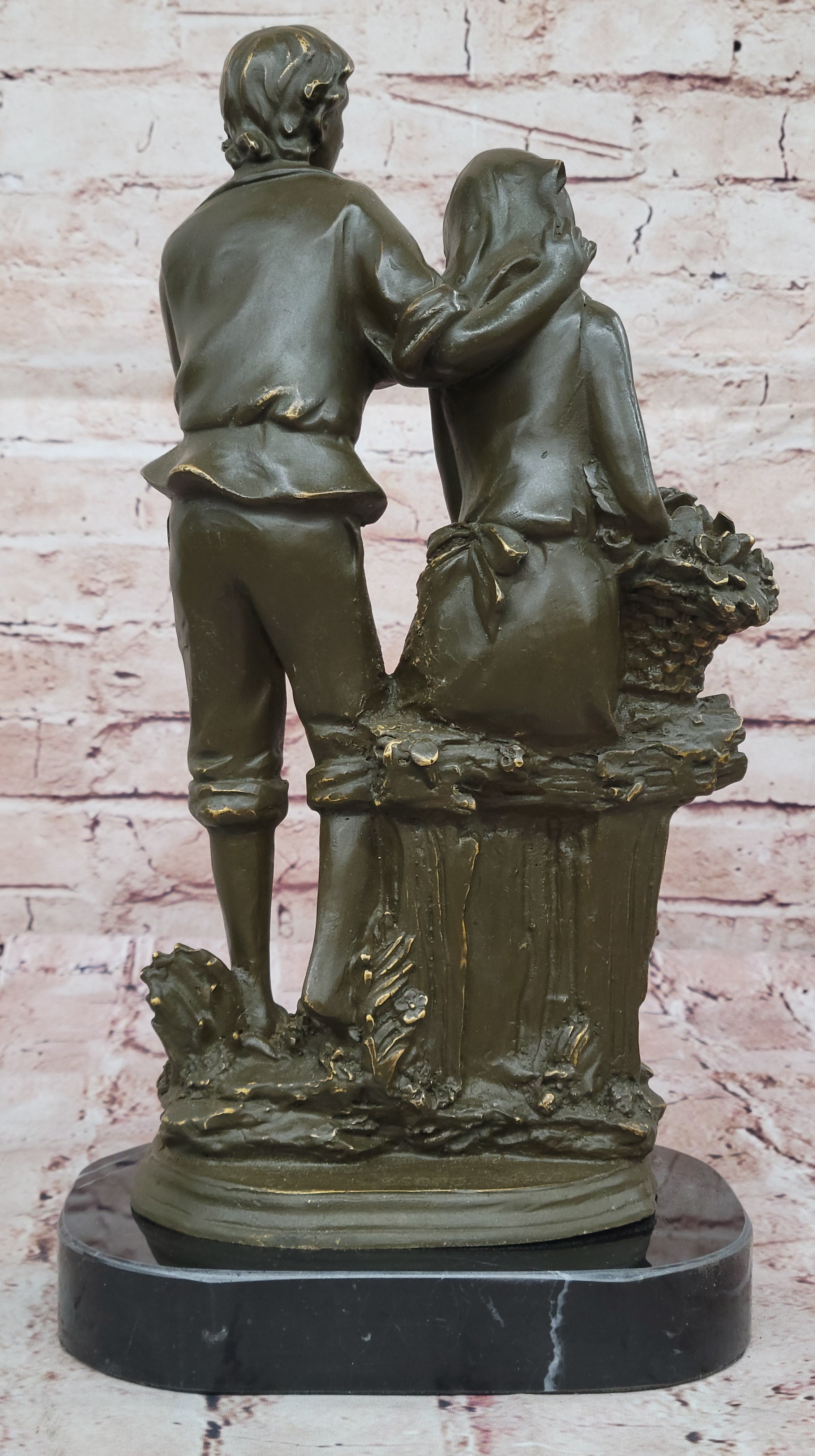 Romantic Garden Lovers Bronze Sculpture – Limited Edition Art Deco Statue