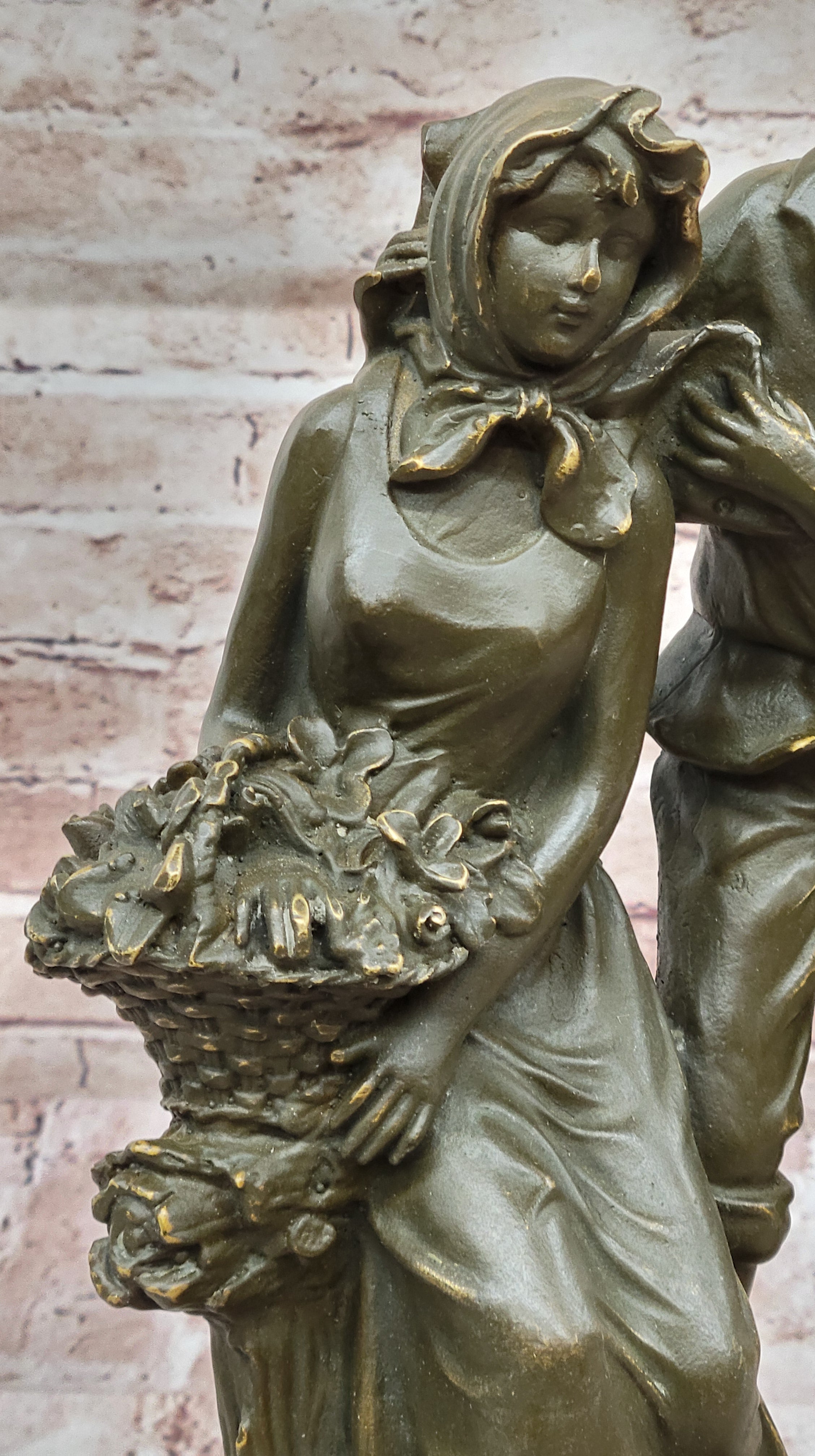 Romantic Garden Lovers Bronze Sculpture – Limited Edition Art Deco Statue
