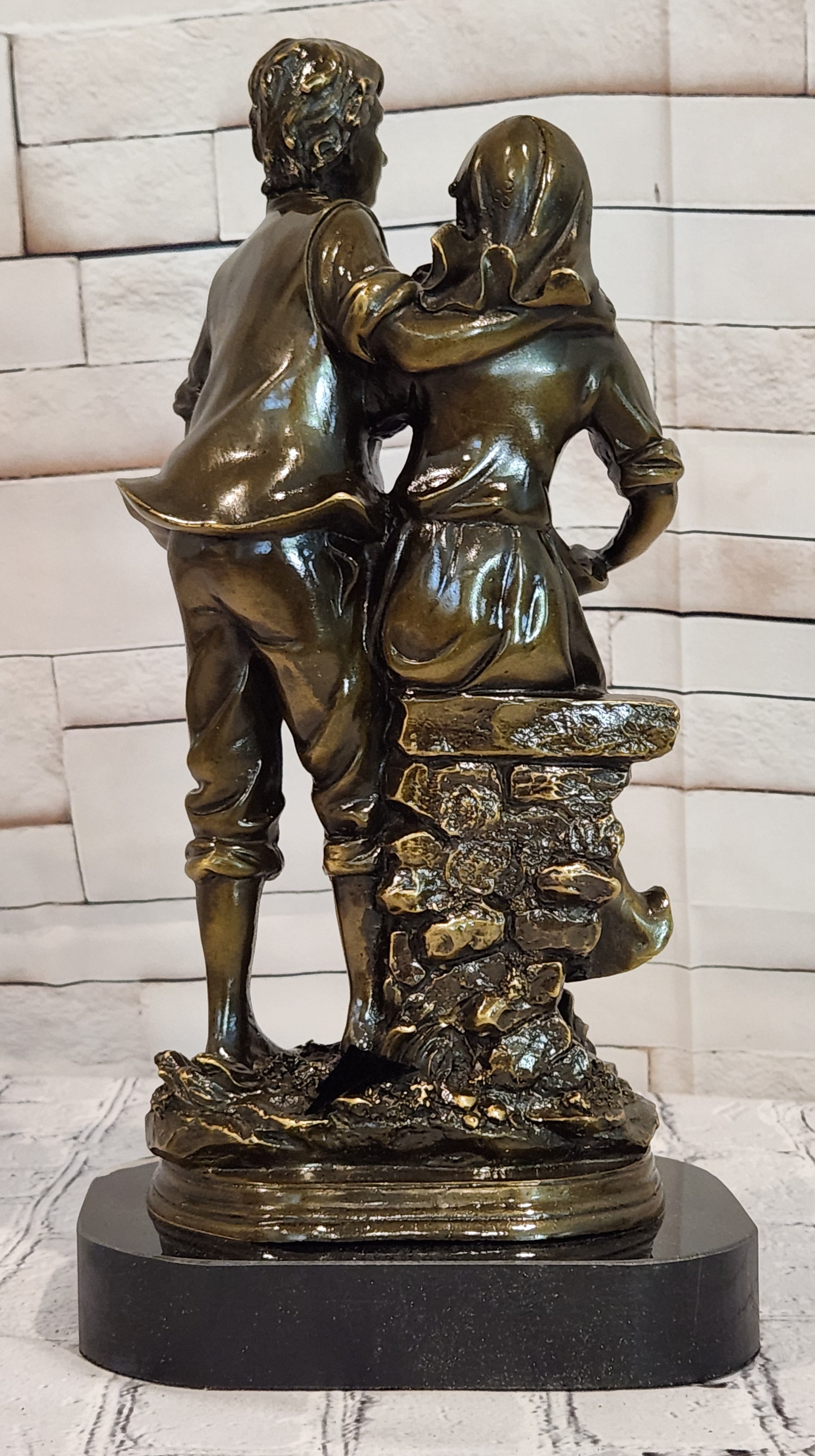 Bronze Harvest Couple Sculpture Cesaro Rustic Romance Farm Scene Collectible Artwork