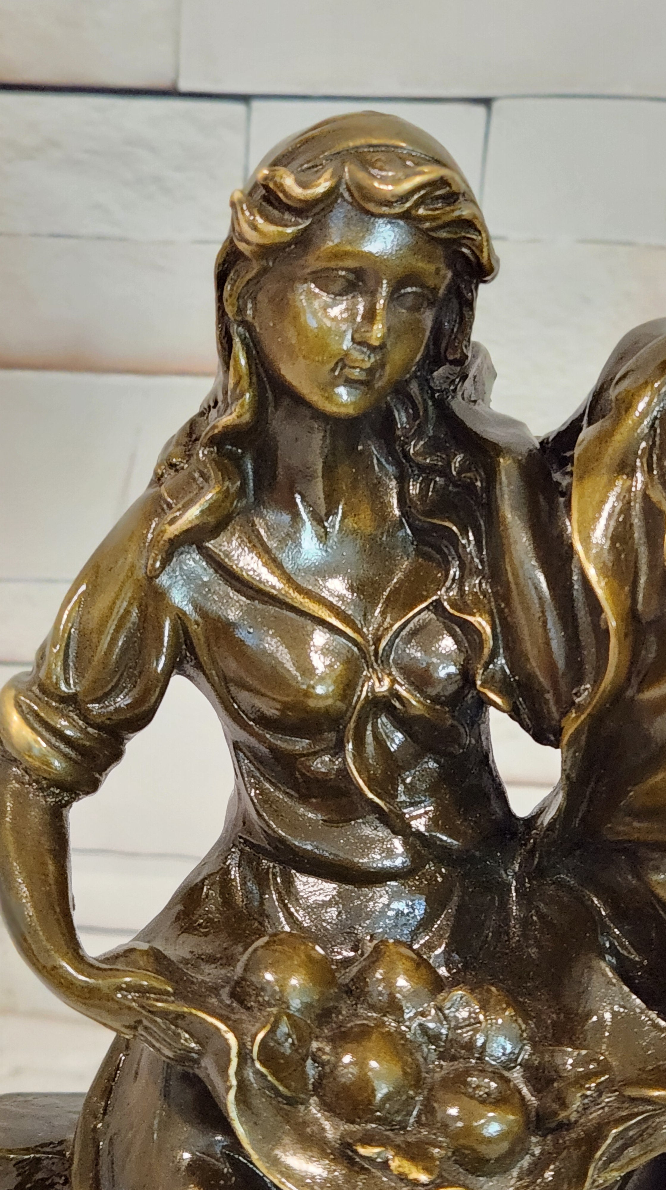 Bronze Harvest Couple Sculpture Cesaro Rustic Romance Farm Scene Collectible Artwork