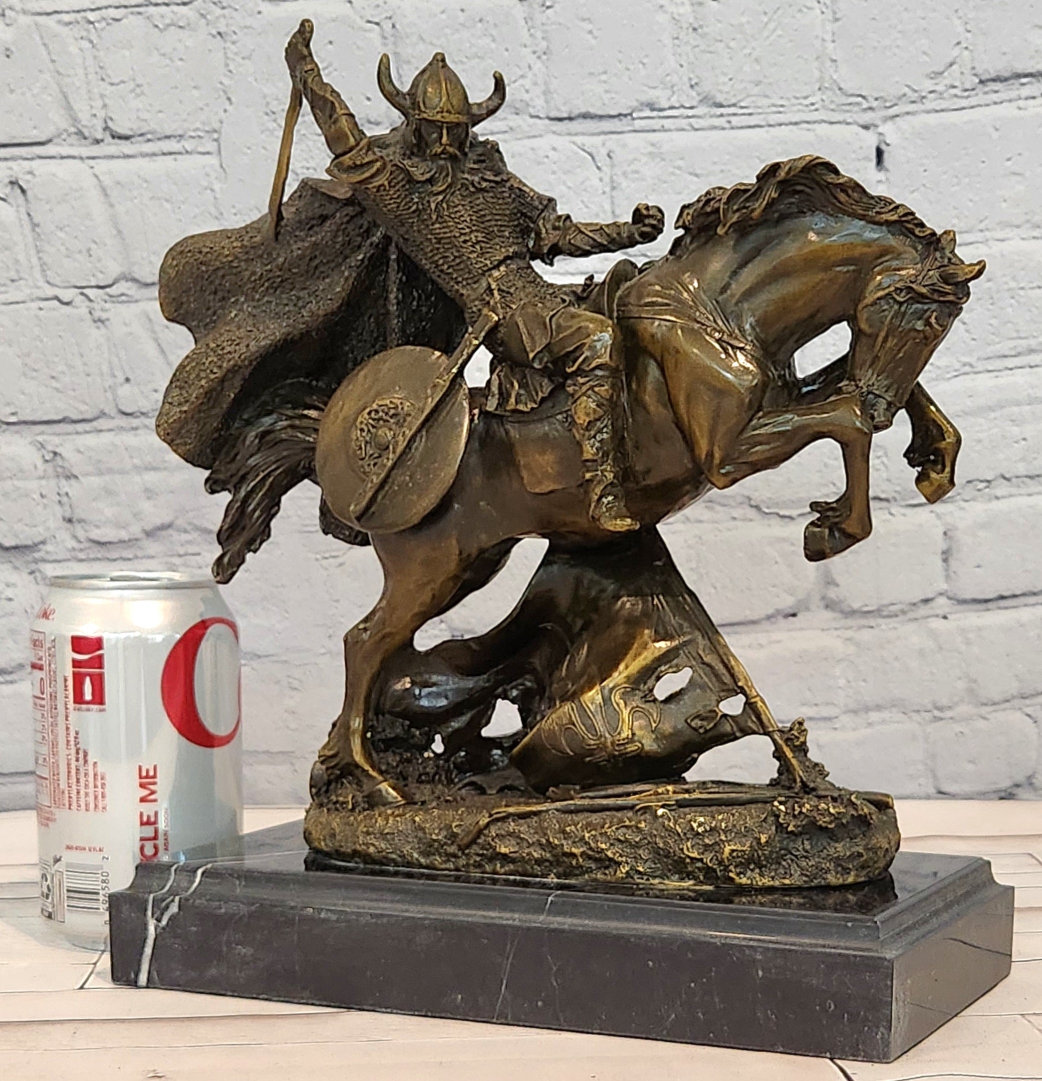 Bronze Mounted Warrior Statue Kamiko Medieval Knight Sculpture Home Decor