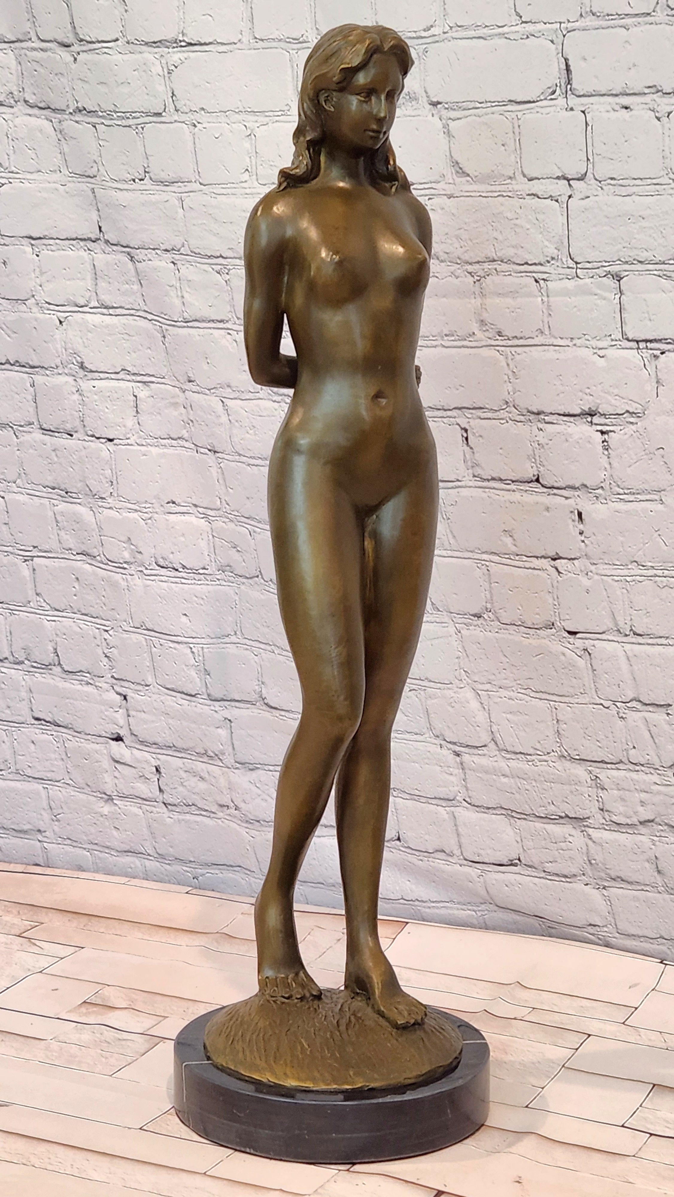 Extra Large Bronze Female Figurine Signed M. Lopez Collectible Artwork Art