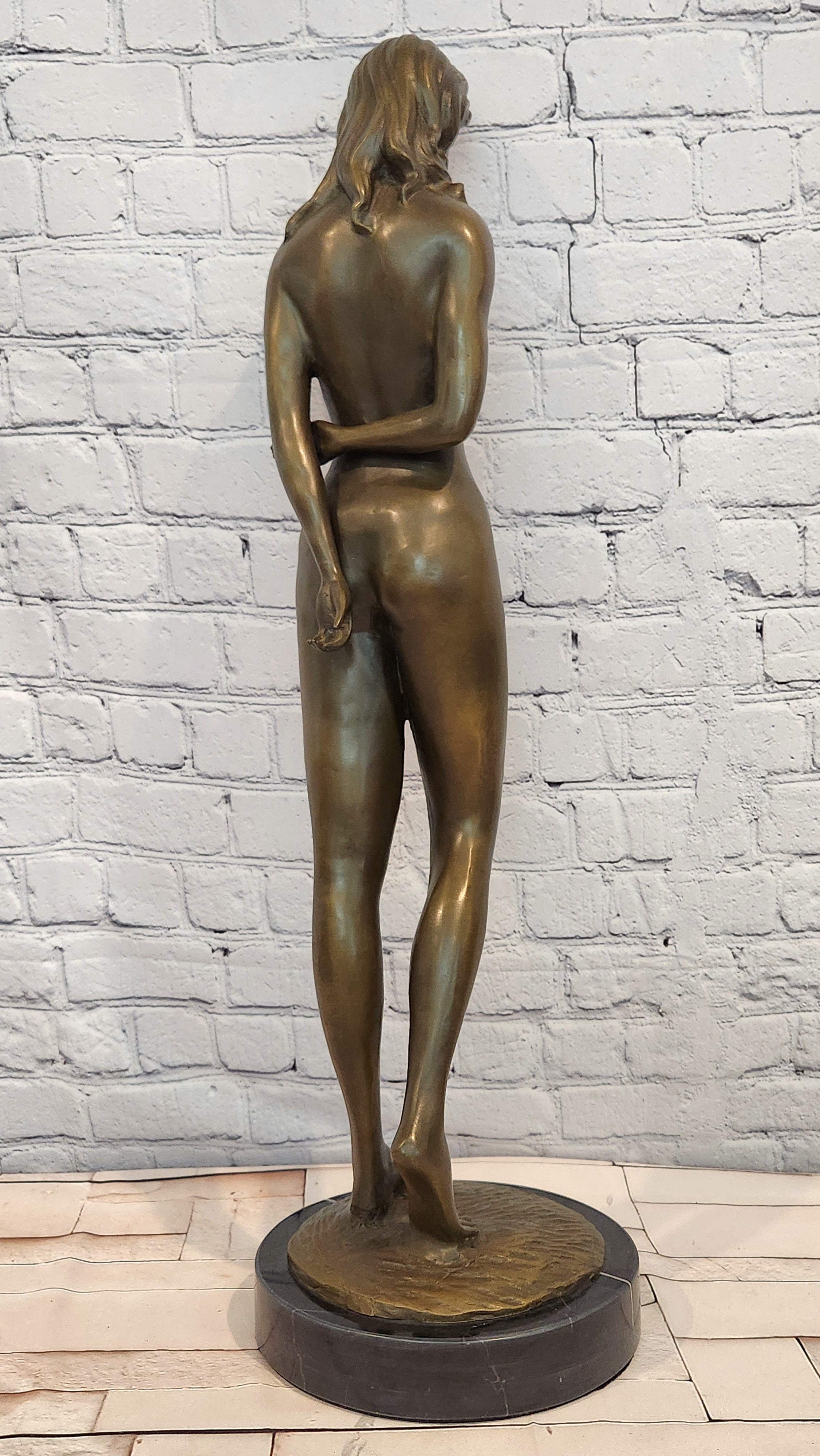 Extra Large Bronze Female Figurine Signed M. Lopez Collectible Artwork Art