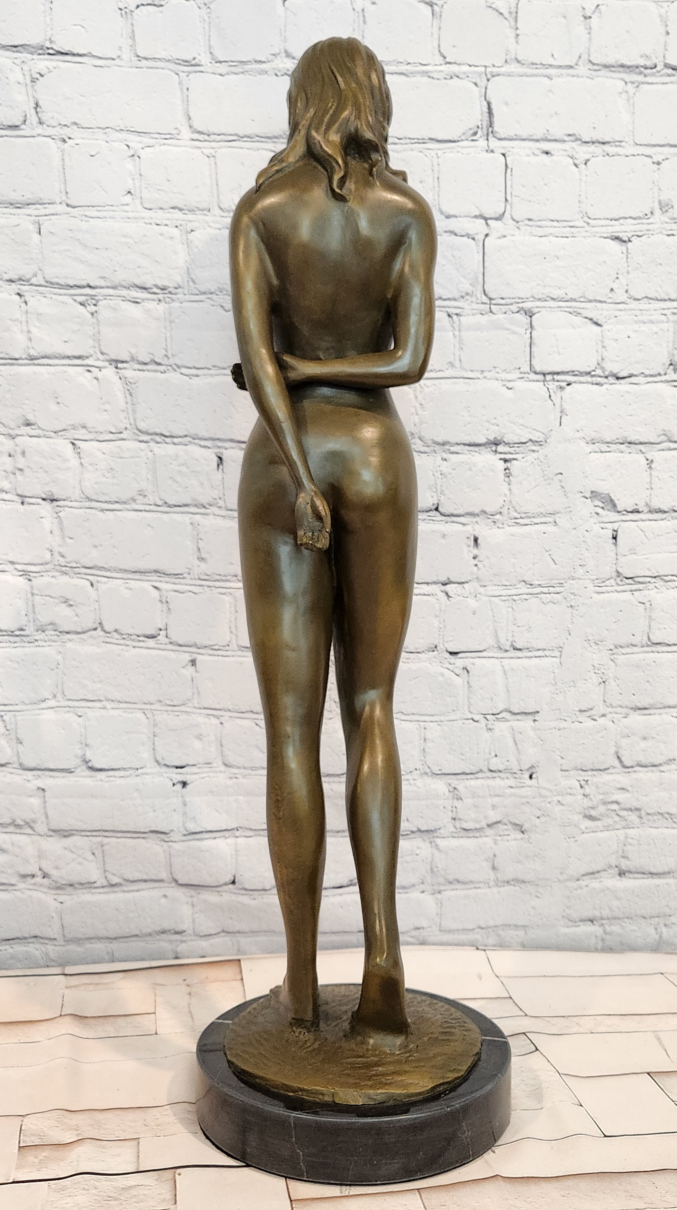 Extra Large Bronze Female Figurine Signed M. Lopez Collectible Artwork Art