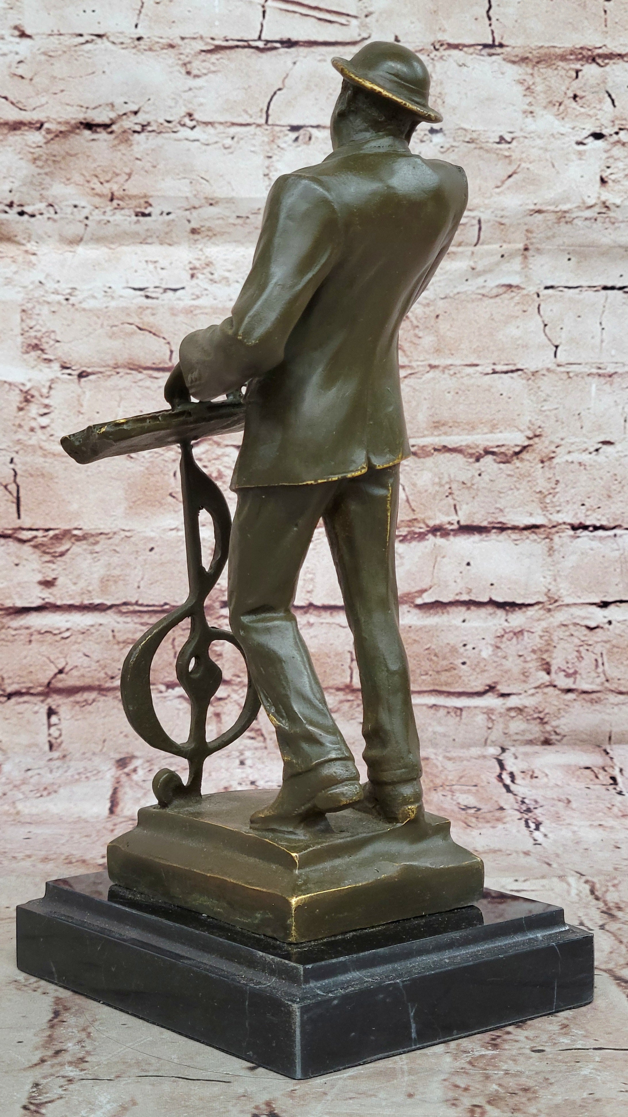 Signed Bronze Statue Black American Pianist Playing Keyboard Music Figurine by Williams