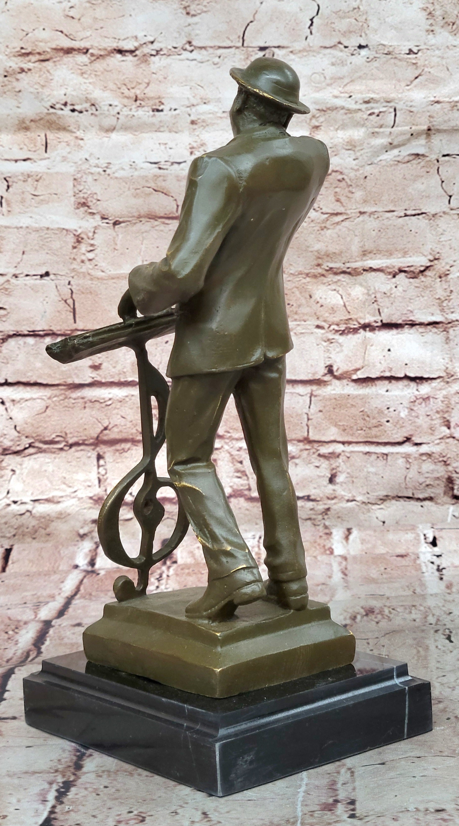 Signed Bronze Statue Black American Pianist Playing Keyboard Music Figurine by Williams